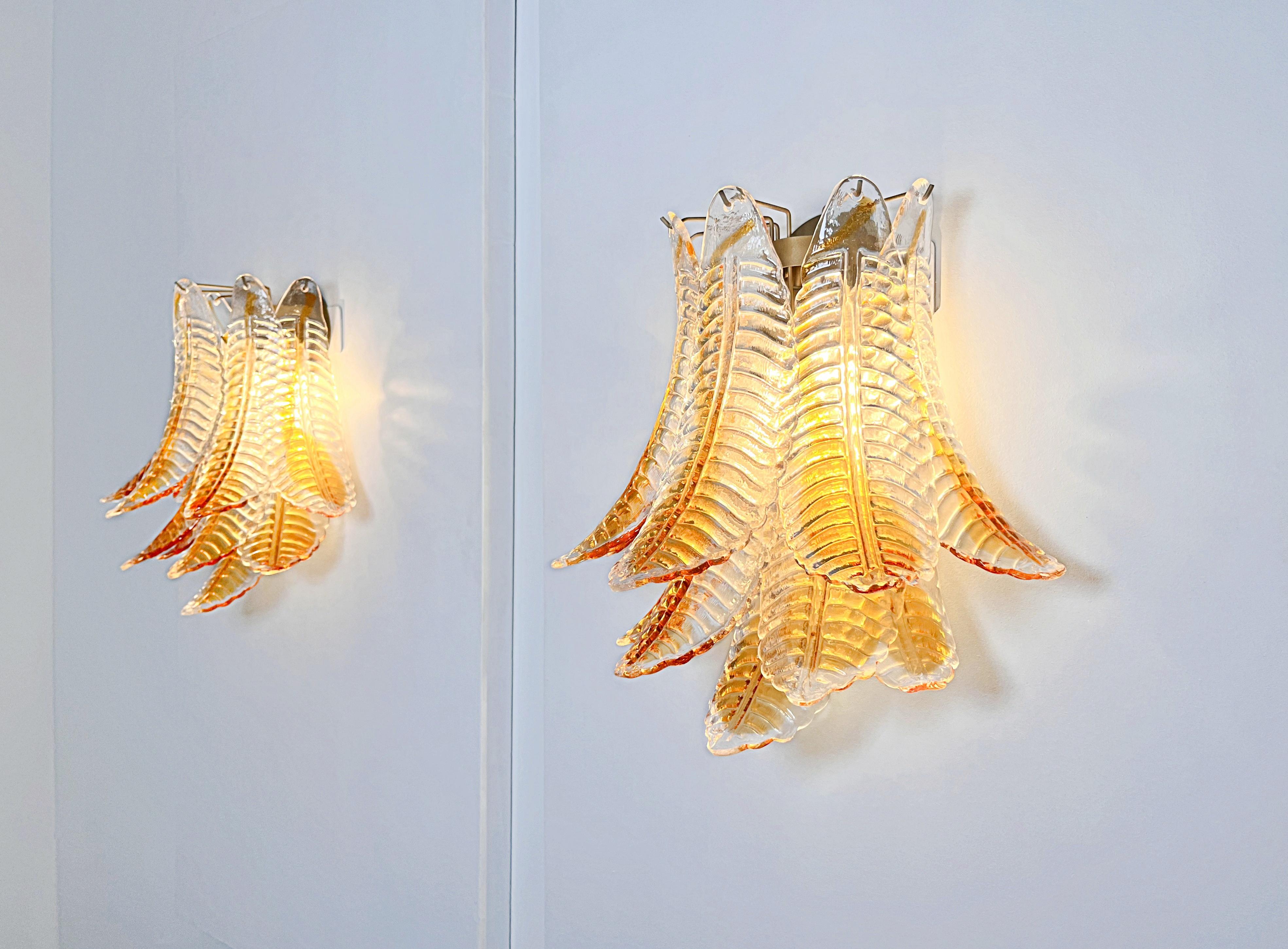 Apliques de cristal Felci de Murano italiano tinte ámbar en venta 6