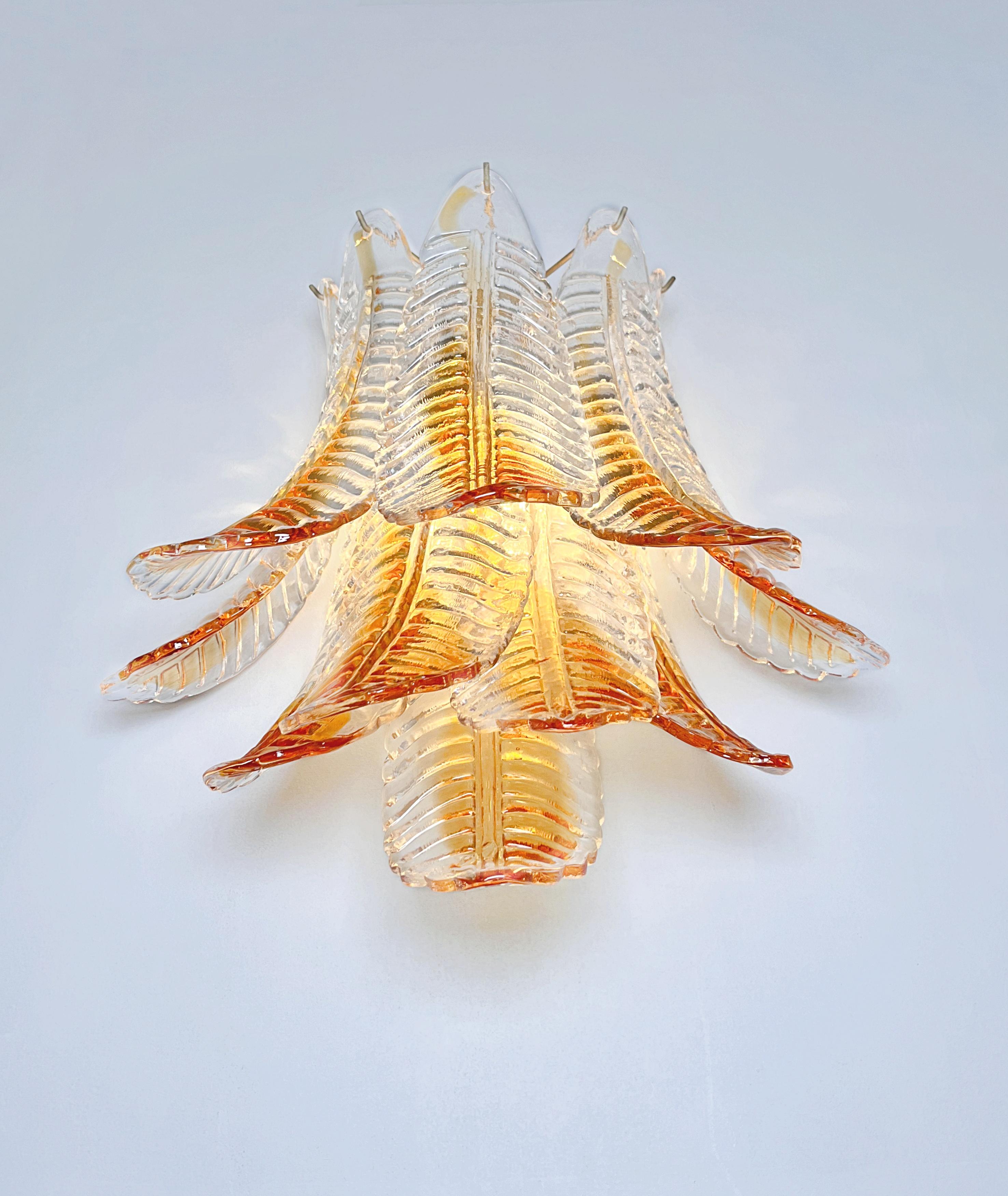 Apliques de cristal Felci de Murano italiano tinte ámbar en venta 9