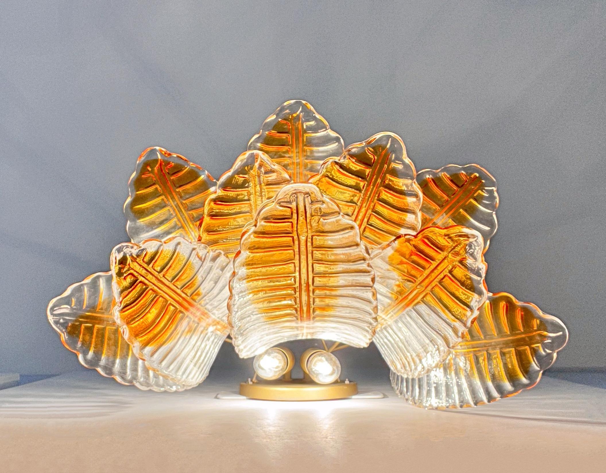 Apliques de cristal Felci de Murano italiano tinte ámbar en venta 11