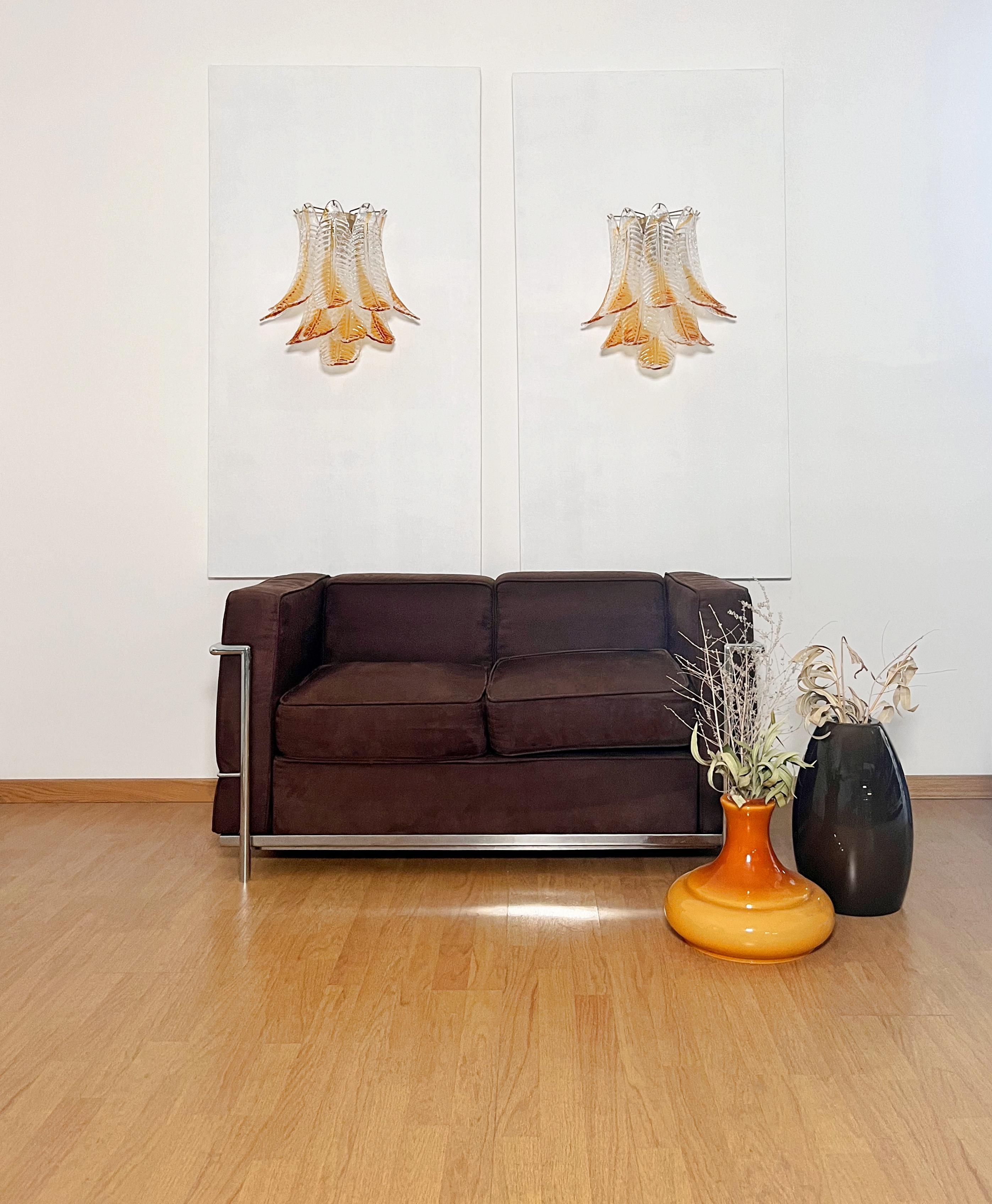 Apliques de cristal Felci de Murano italiano tinte ámbar Moderno de mediados de siglo en venta
