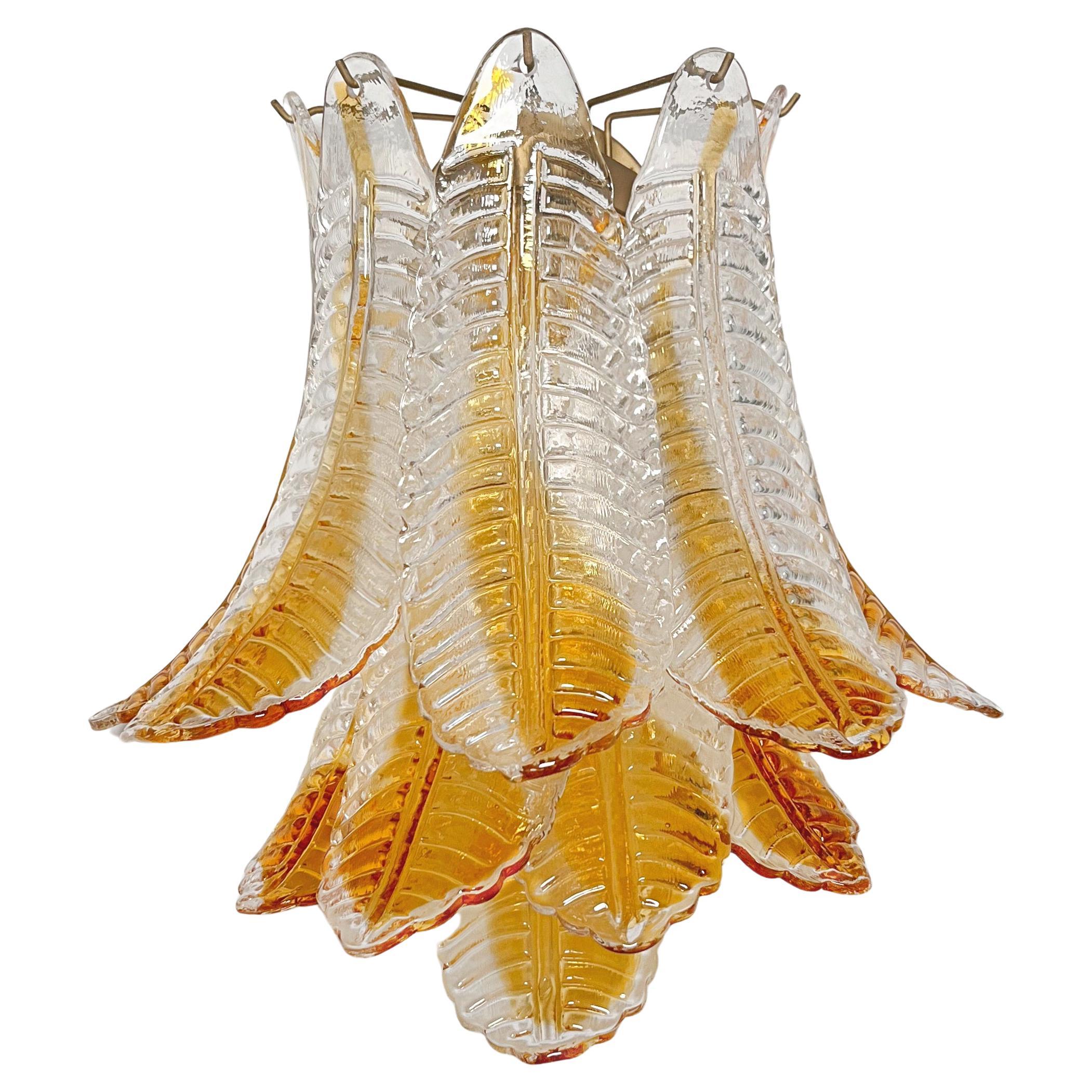 Italian Murano amber stain Felci Glass wall sconces