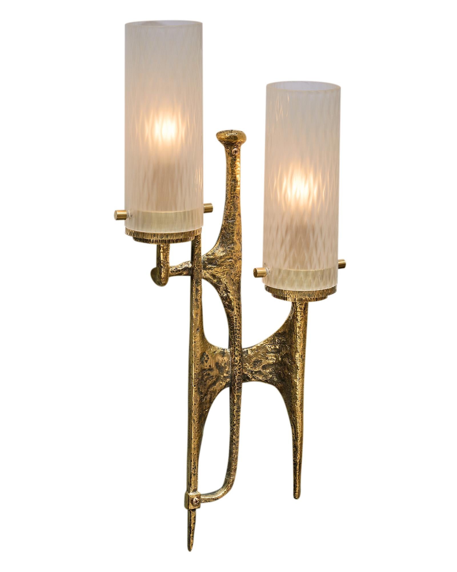 Italian Murano and Bronze Sconces In Good Condition For Sale In Austin, TX