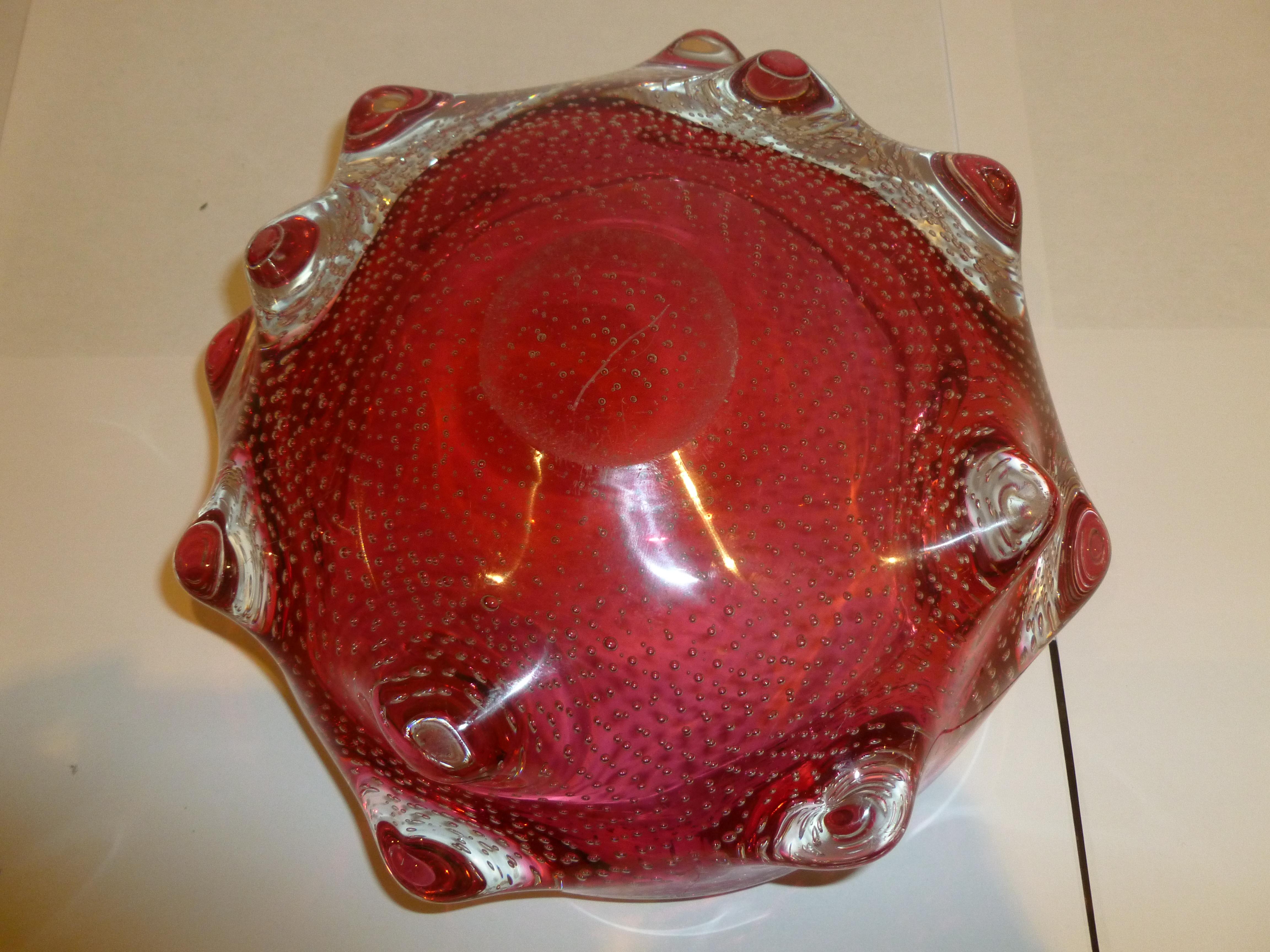 Italian Murano Archimede Seguso Bullecante Mid-Century Modern Glass Bowl 5