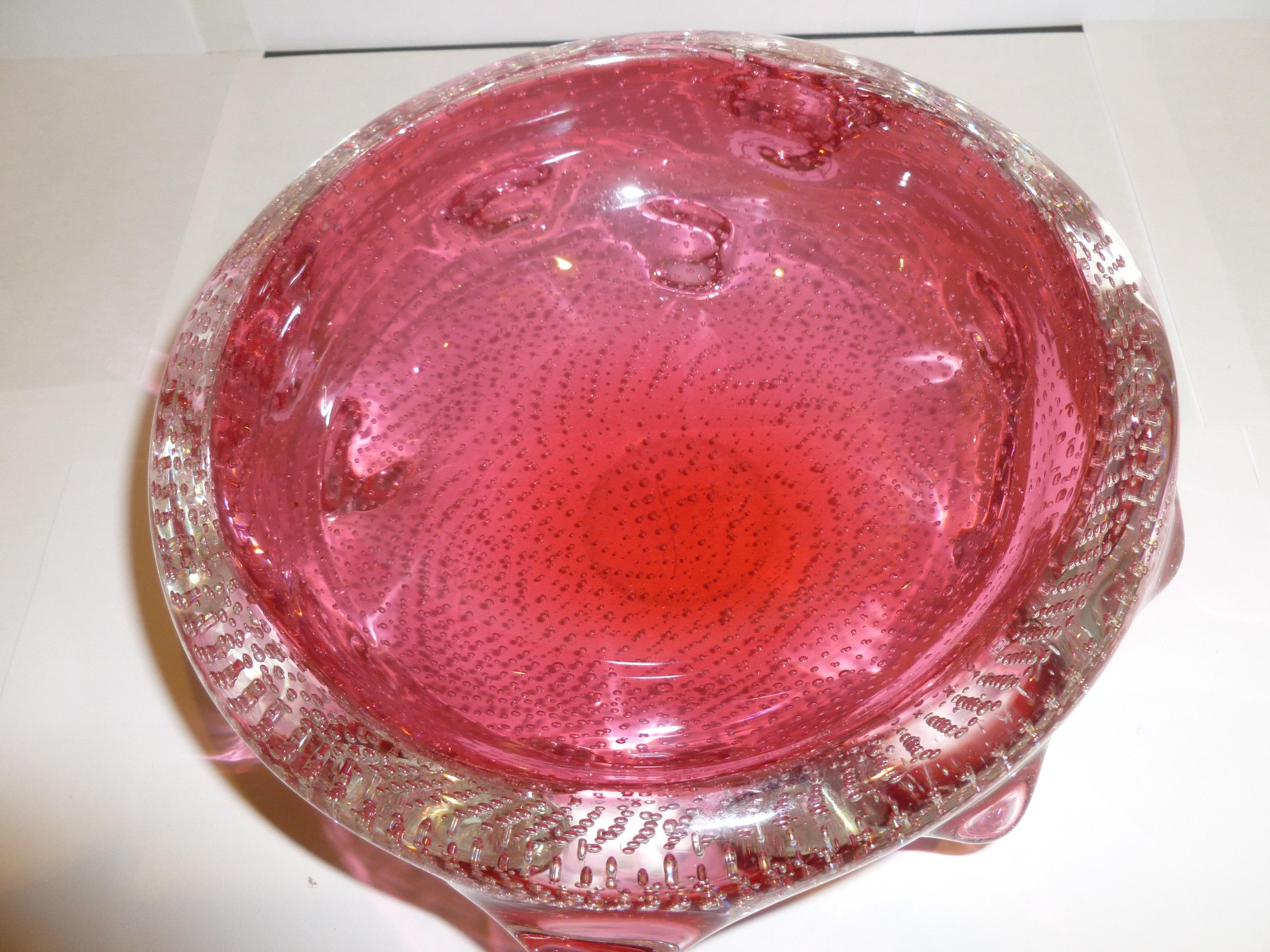 Mid-20th Century Italian Murano Archimede Seguso Bullecante Mid-Century Modern Glass Bowl