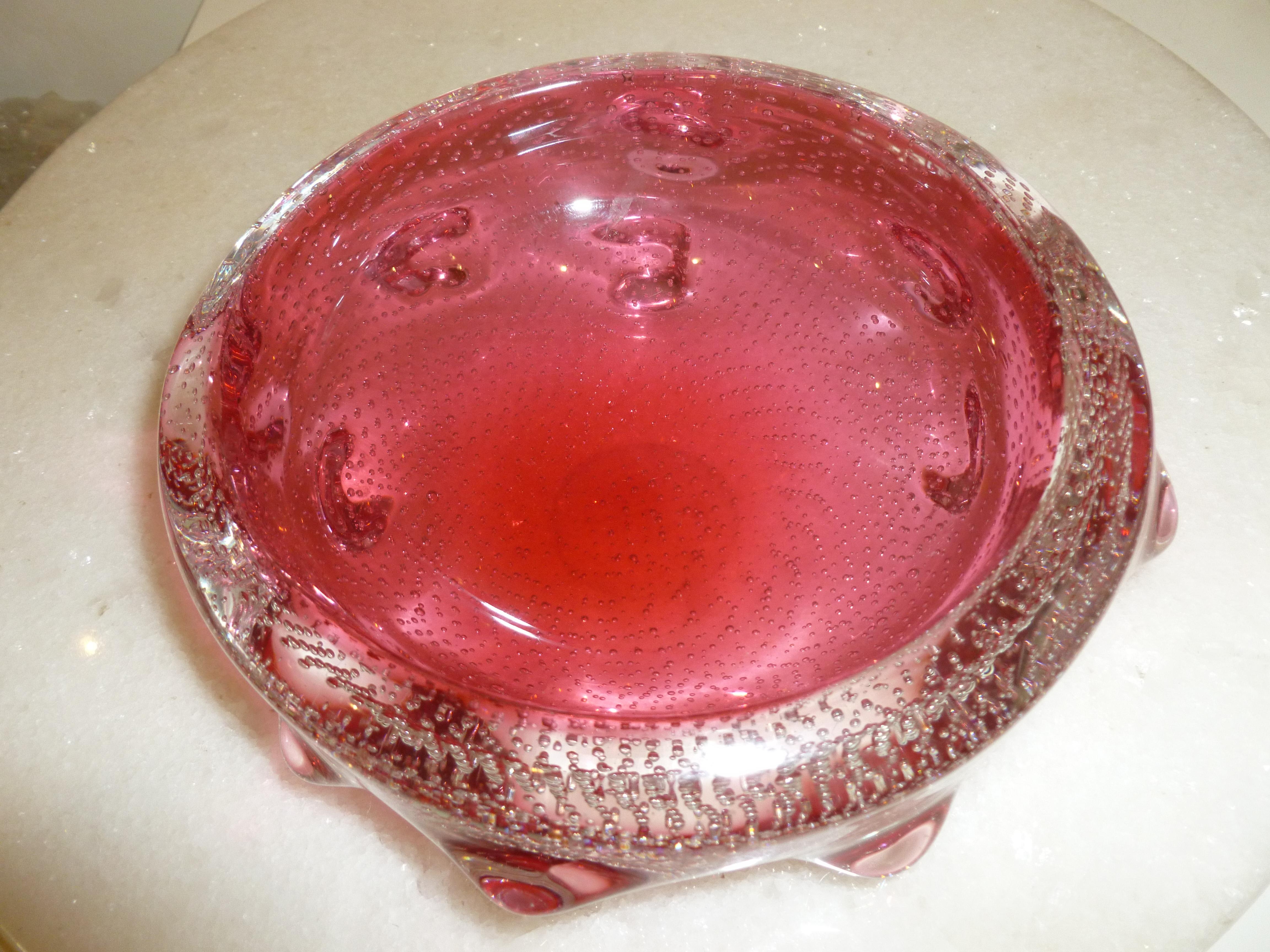 Italian Murano Archimede Seguso Bullecante Mid-Century Modern Glass Bowl 2