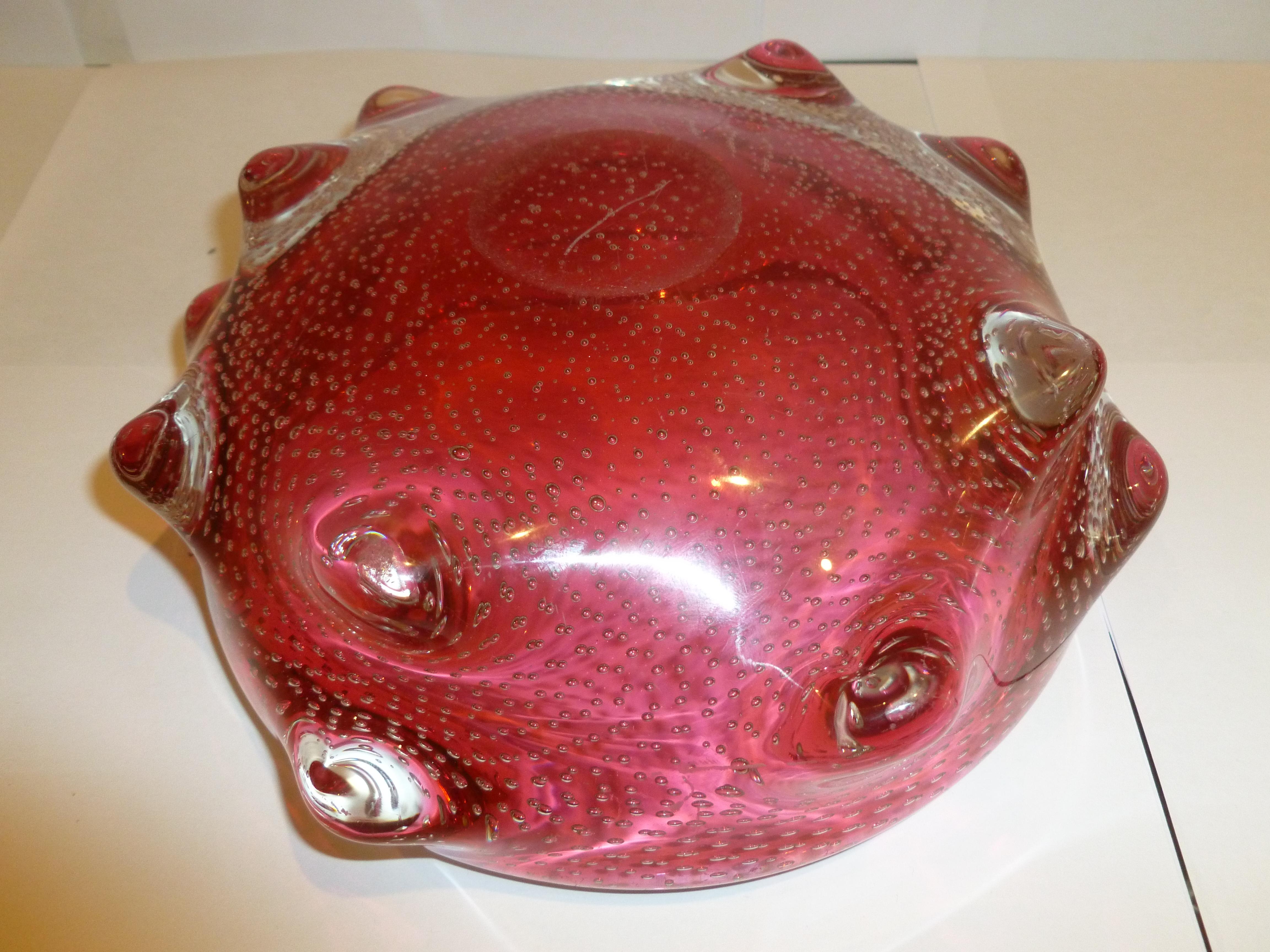 Italian Murano Archimede Seguso Bullecante Mid-Century Modern Glass Bowl 4