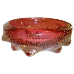 Italian Murano Archimede Seguso Bullecante Mid-Century Modern Glass Bowl