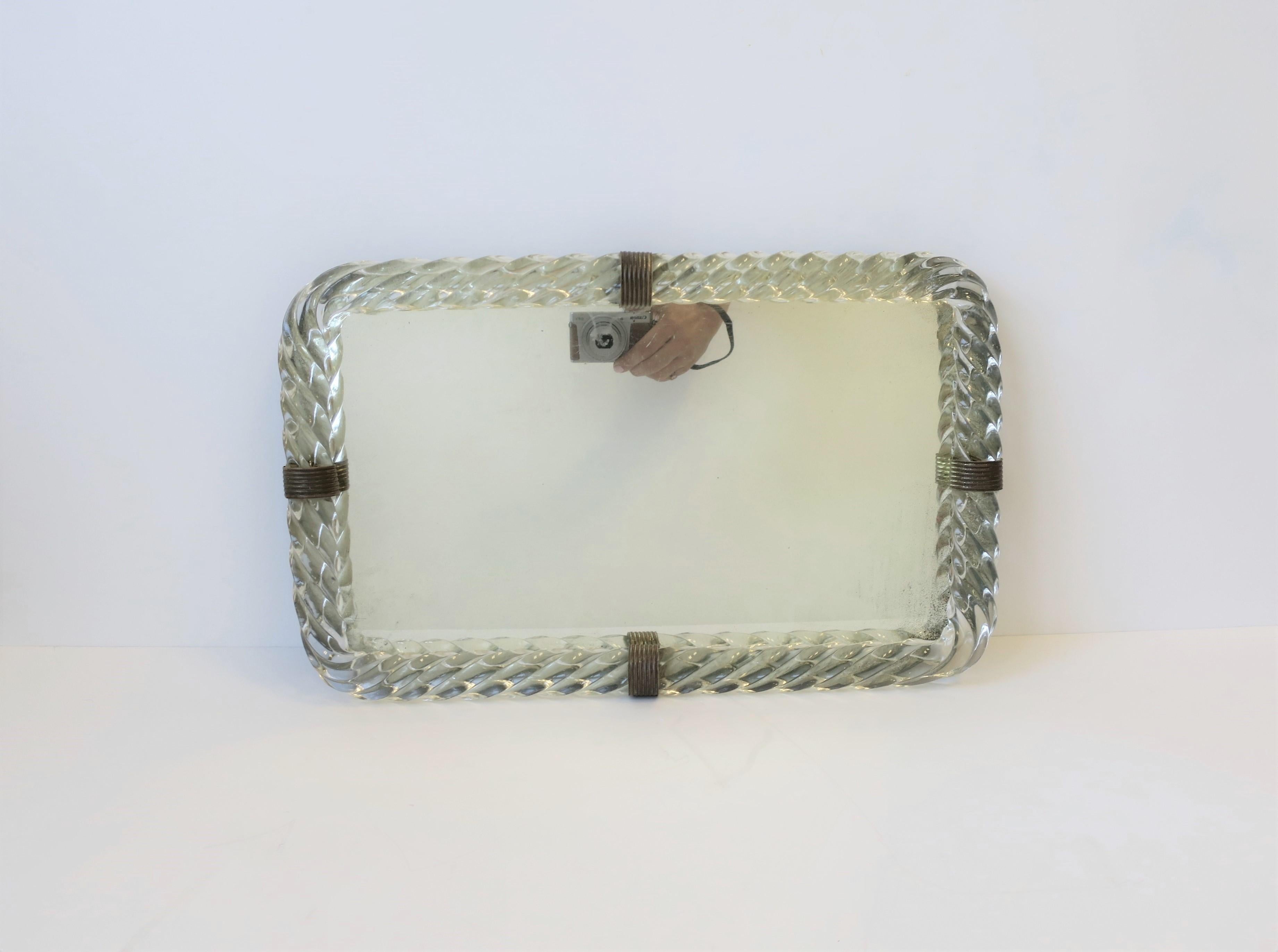 Modern Italian Murano Art Glass and Mirror Vanity Tray