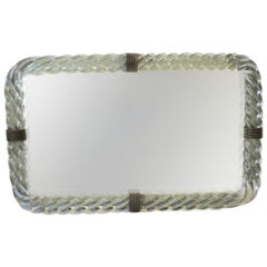 Italian Murano Art Glass and Mirror Vanity Tray