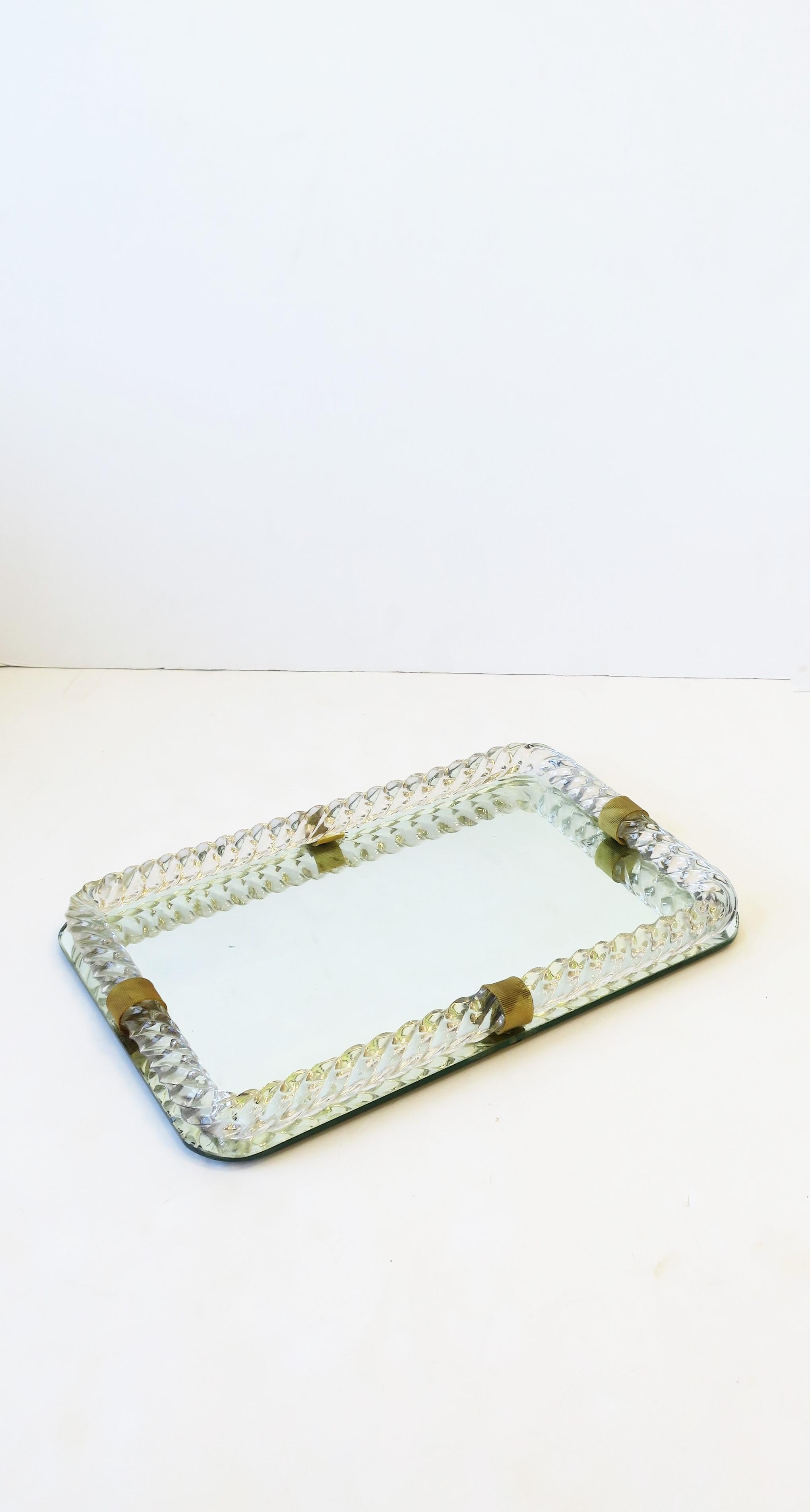 Italian Murano Art Glass and Mirror Vanity Tray in the Style of Venini In Good Condition In New York, NY