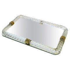 Vintage Italian Murano Art Glass and Mirror Vanity Tray in the Style of Venini