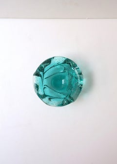 Italienische Murano-Kunstglasschale, grün, organisch-modern, um die Mitte des 20. Jahrhunderts