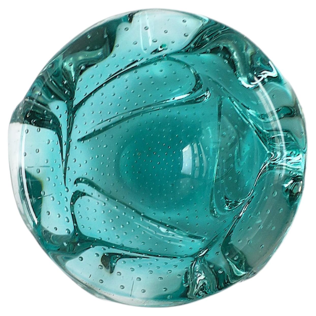 Italian Murano Art Glass Bowl Green, Organic Modern, Circa Mid-20th Century