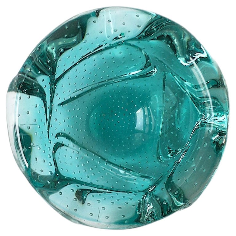Italian Murano Art Glass Bowl Green, Organic Modern, Circa Mid-20th Century