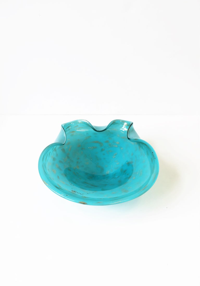Italian Murano Art Glass Bowl in Turquoise Blue For Sale at 1stDibs turquoise glass bowl