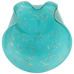 Italian Midcentury Modern Murano Art Glass Bowl in Turquoise Blue