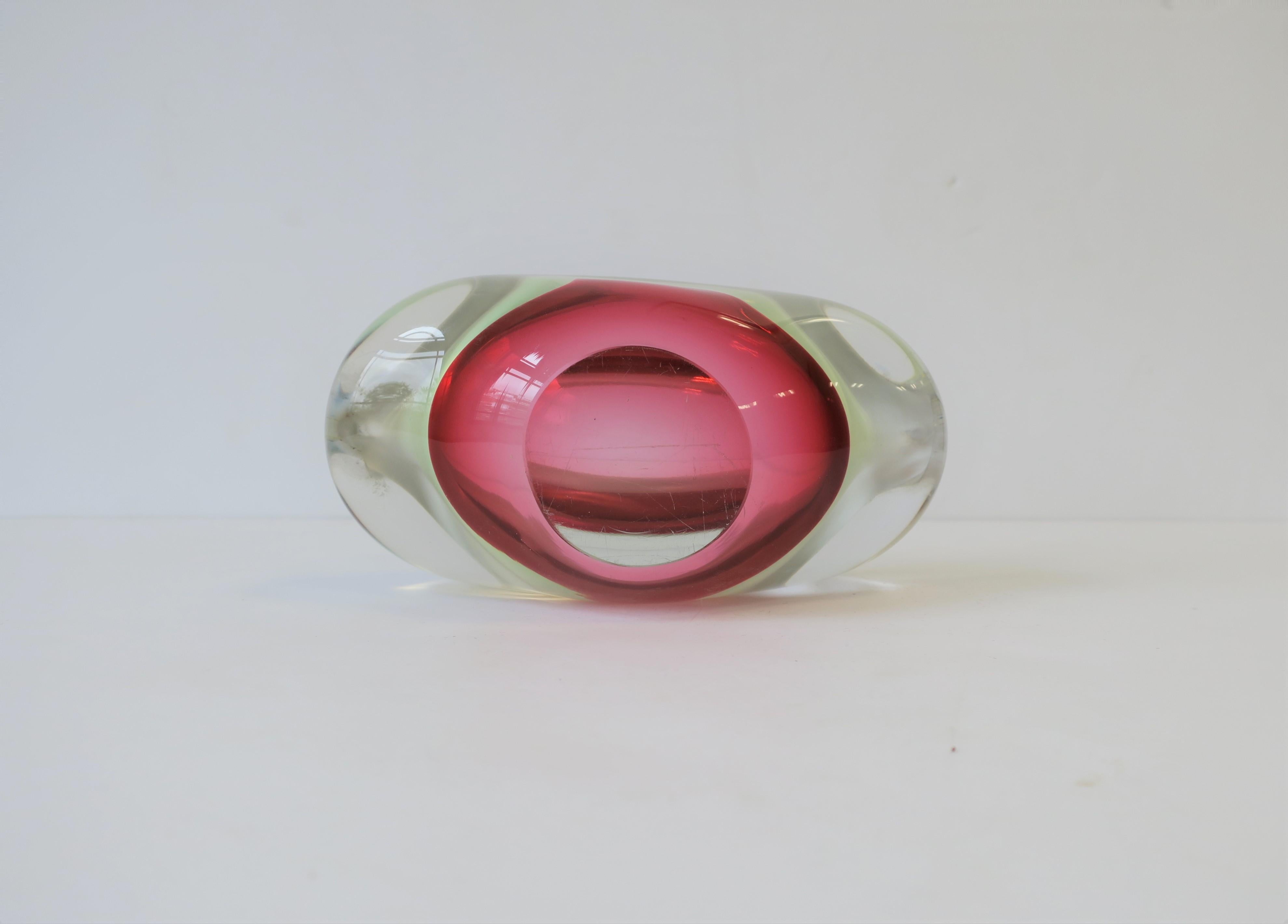 Italian Murano White and Pink Art Glass Bowl or Ashtray 10