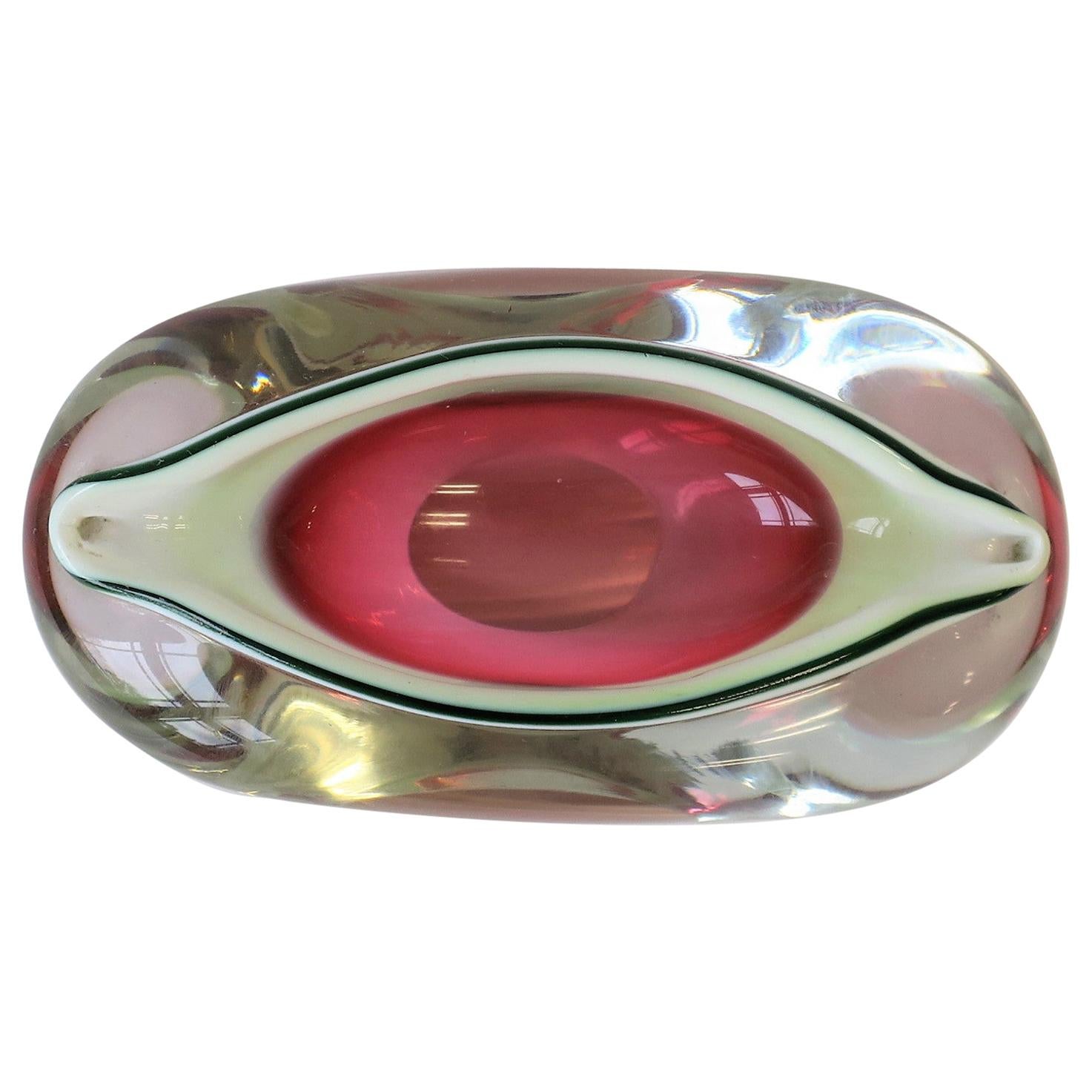 Italian Murano White and Pink Art Glass Bowl or Ashtray