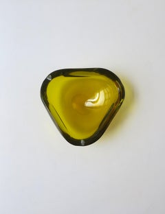 Italian Murano Art Glass Bowl or Ashtray Golden Yellow