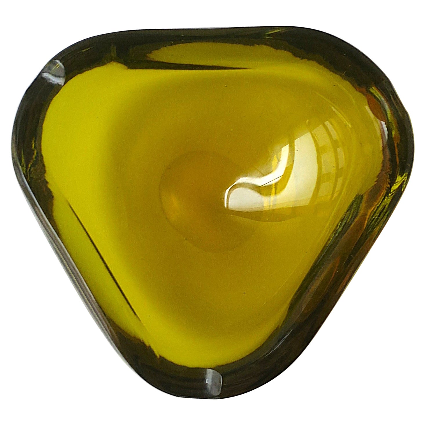 Italian Murano Art Glass Bowl or Ashtray Golden Yellow