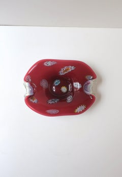 Italian Murano Art Glass Bowl Red Burgundy, Circa Mid-20th C