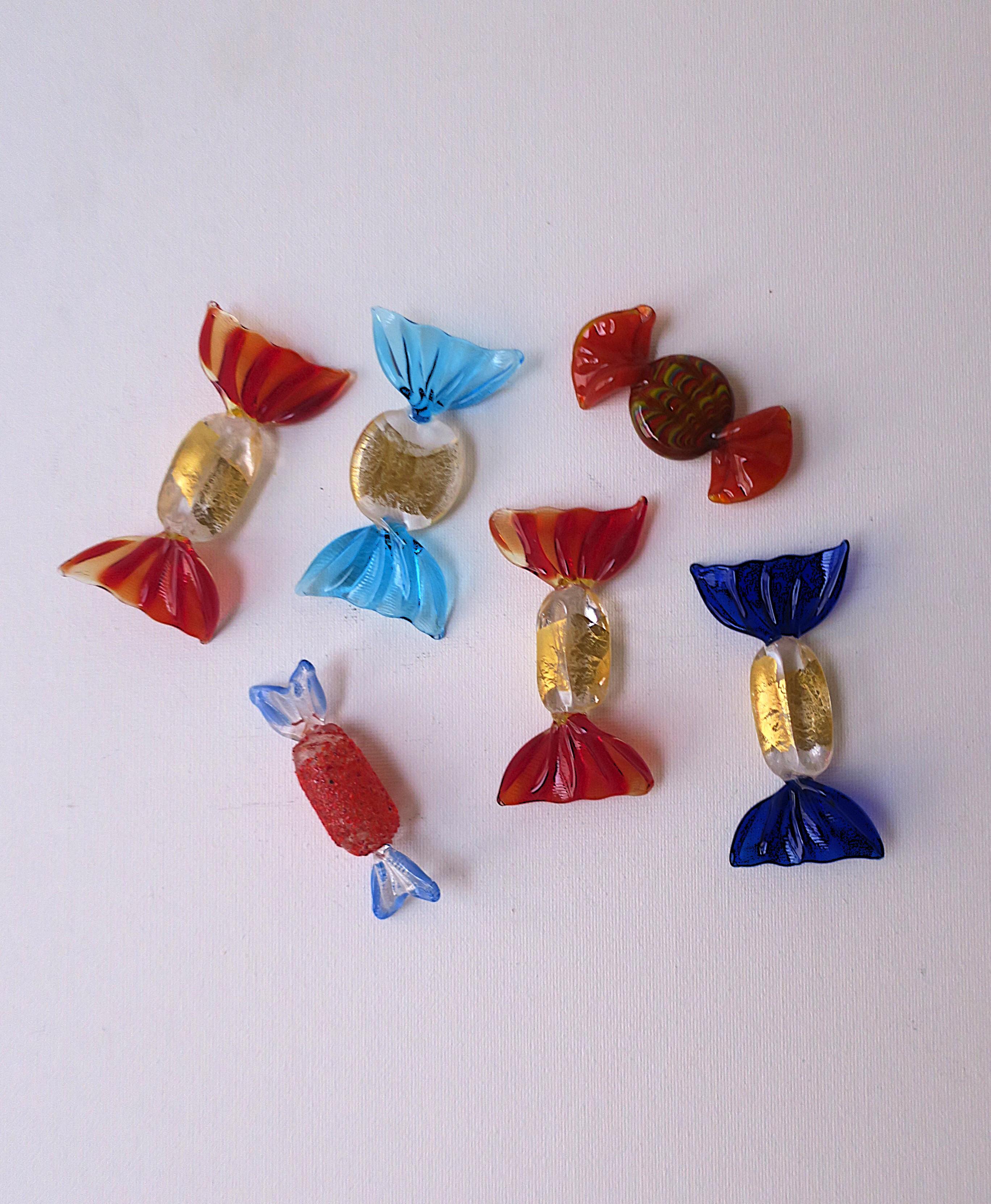 Moderne Candy Italian Murano Art Glass, lot de 6 en vente