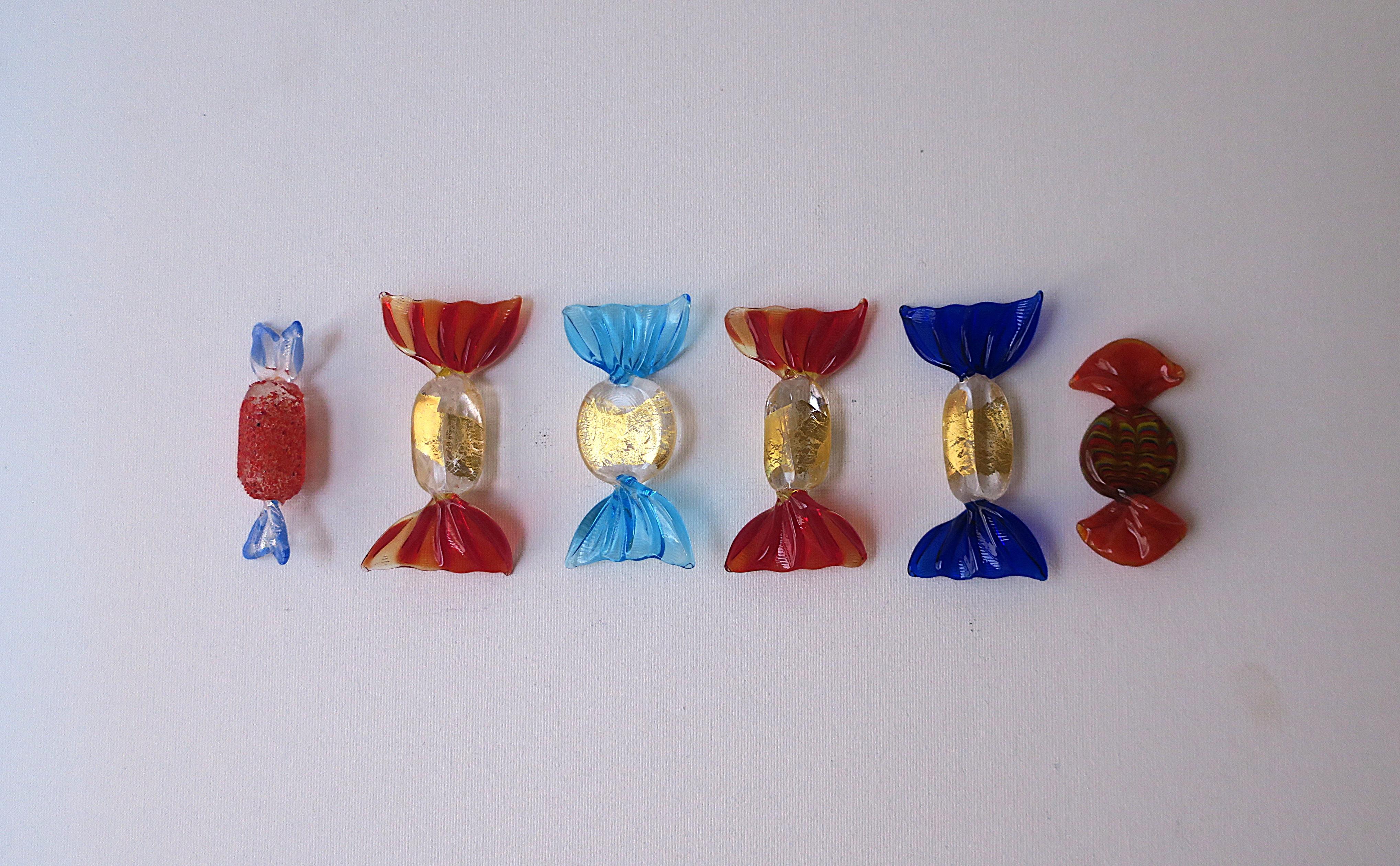 italien Candy Italian Murano Art Glass, lot de 6 en vente
