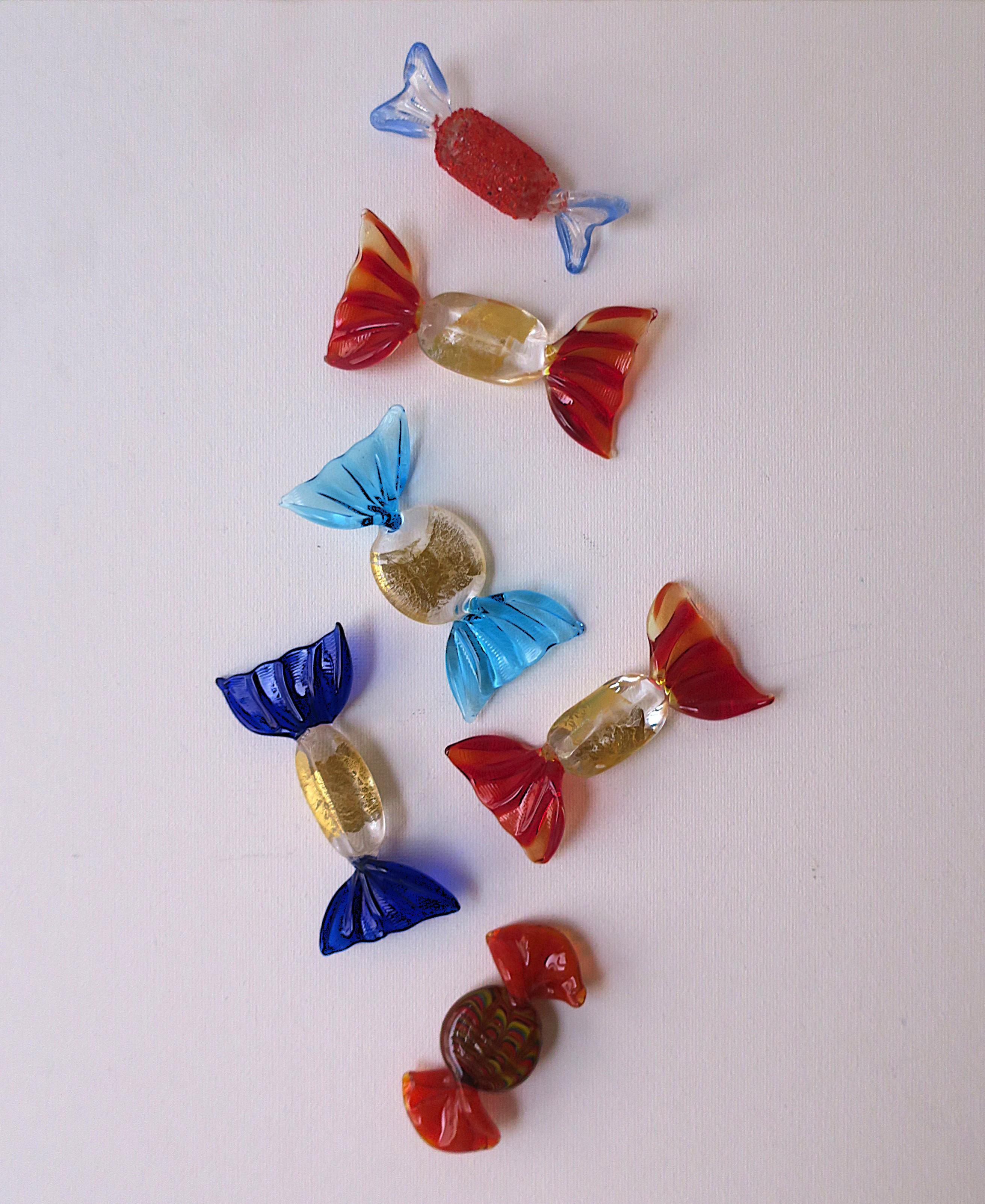 20ième siècle Candy Italian Murano Art Glass, lot de 6 en vente