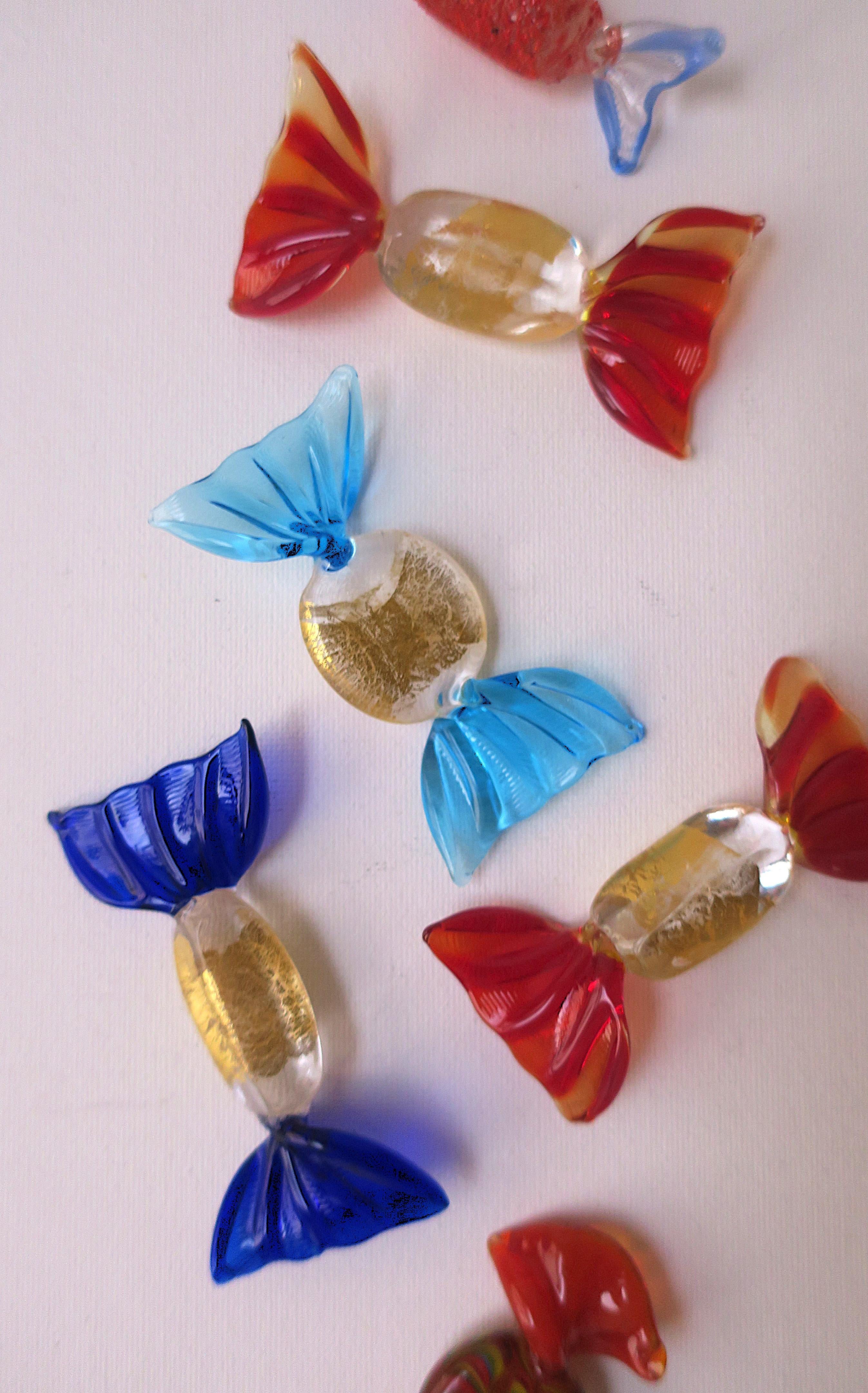Verre de Murano Candy Italian Murano Art Glass, lot de 6 en vente