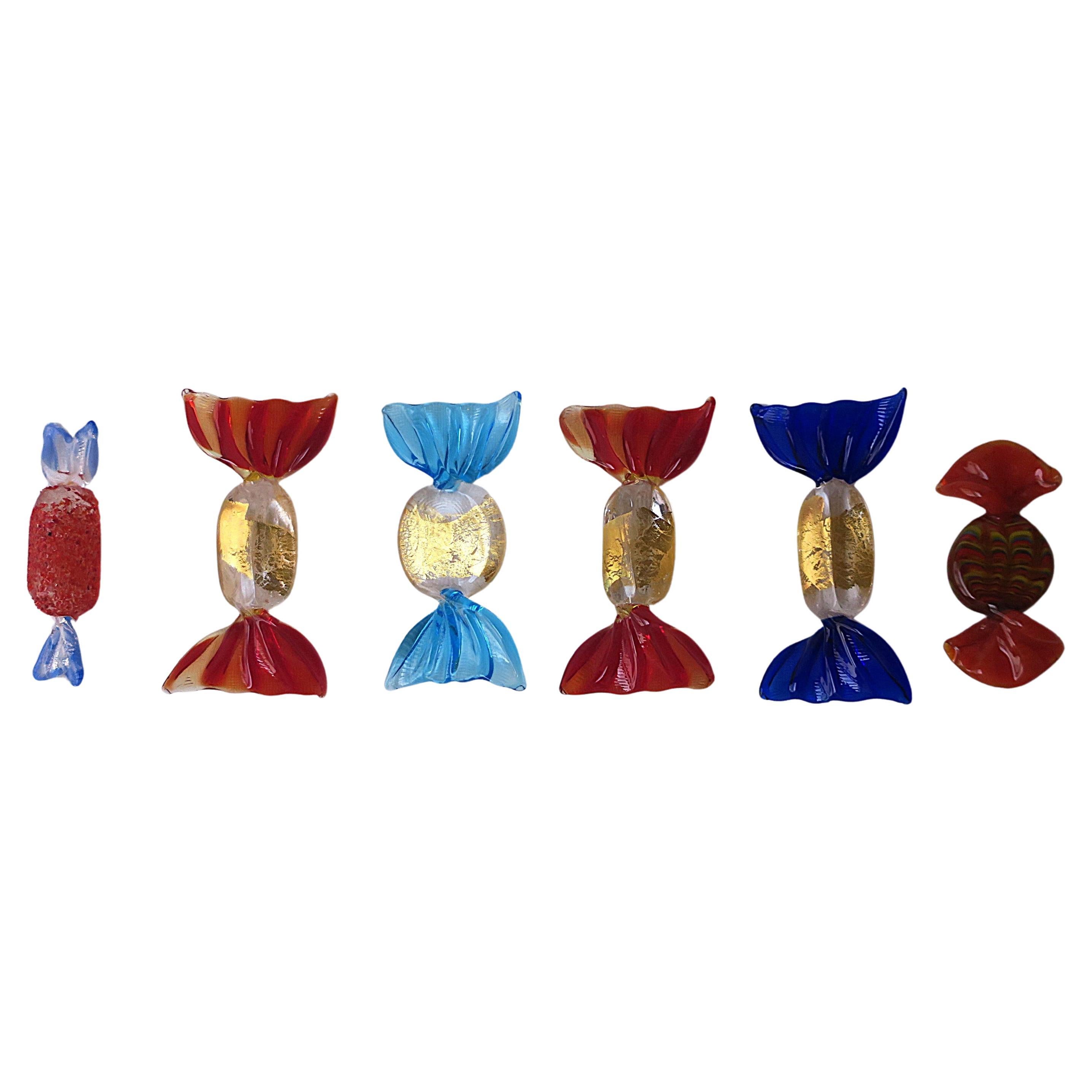 Italian Murano Art Glass Candy, Set of 6