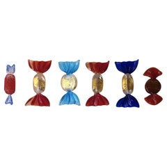 Italian Murano Art Glass Candy, Set of 6