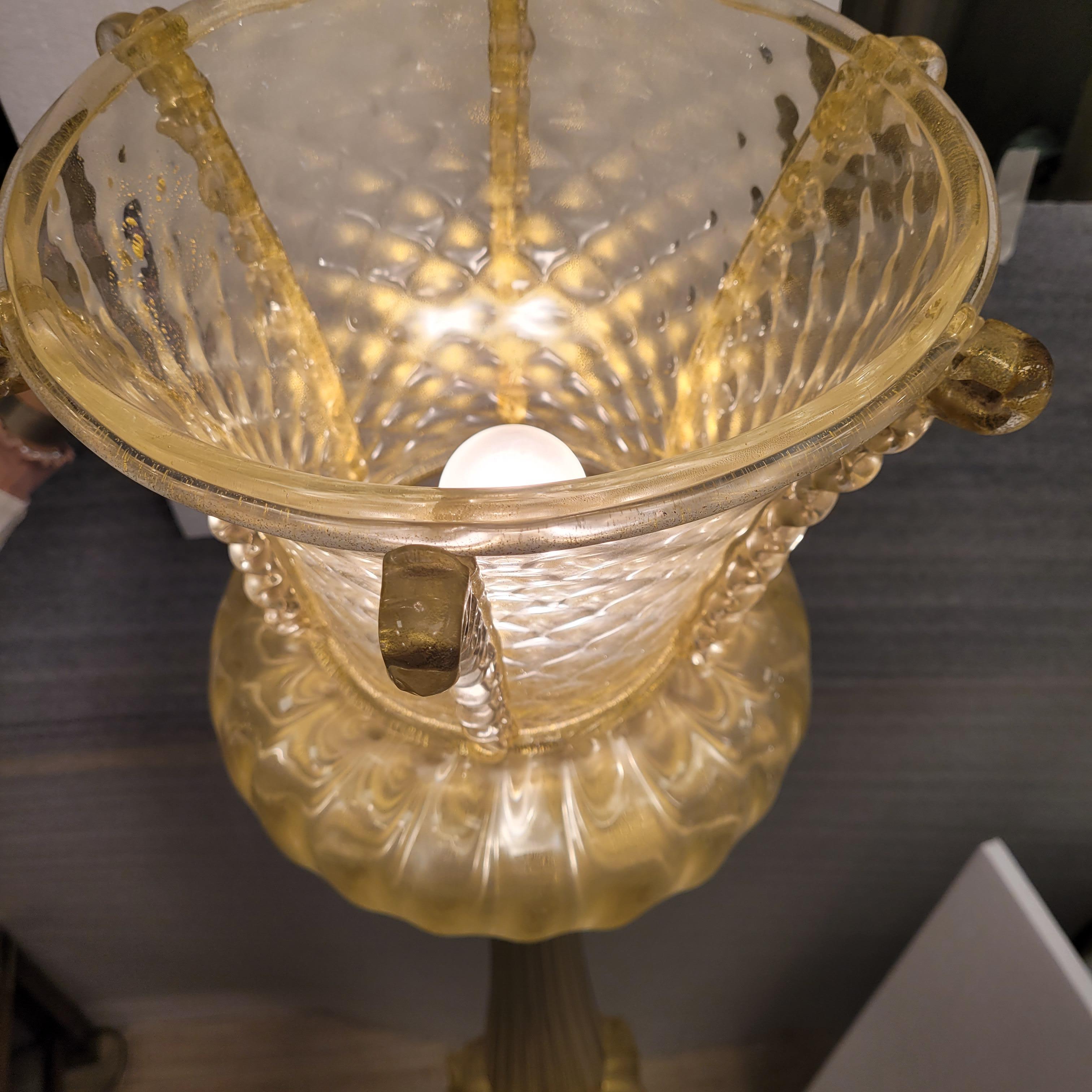 Lámpara de pie italiana de cristal de Murano, cristal dorado diseñada por Barovier & Toso en venta 4