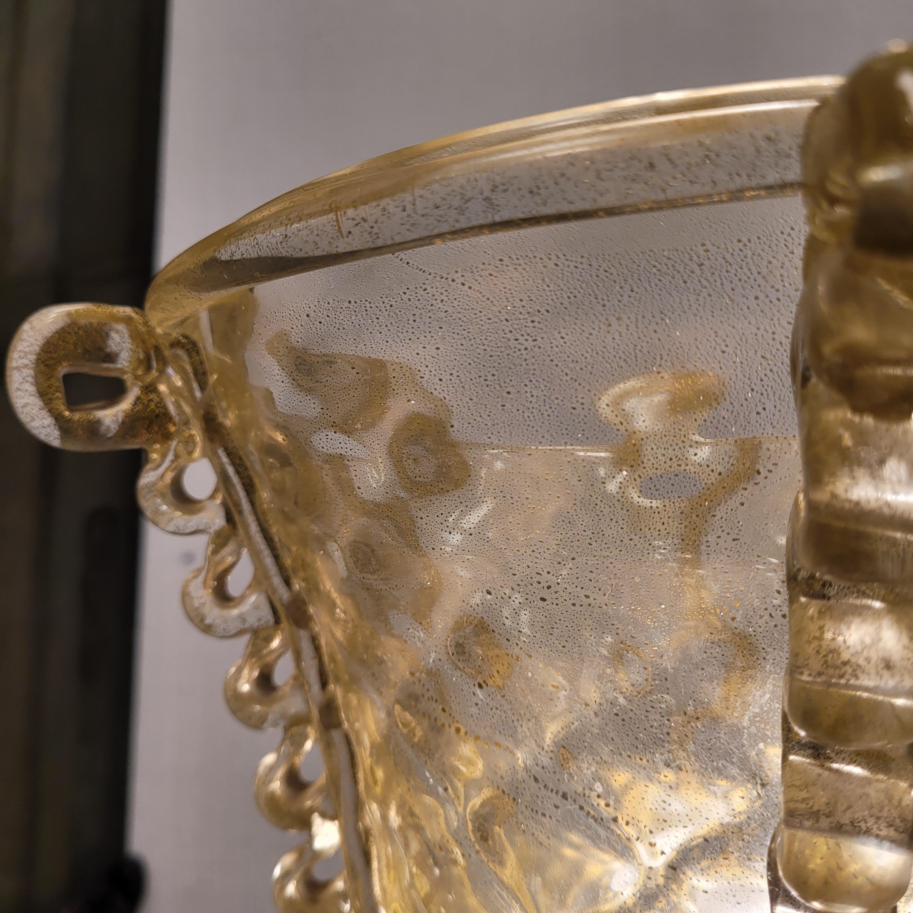 Lámpara de pie italiana de cristal de Murano, cristal dorado diseñada por Barovier & Toso en venta 5