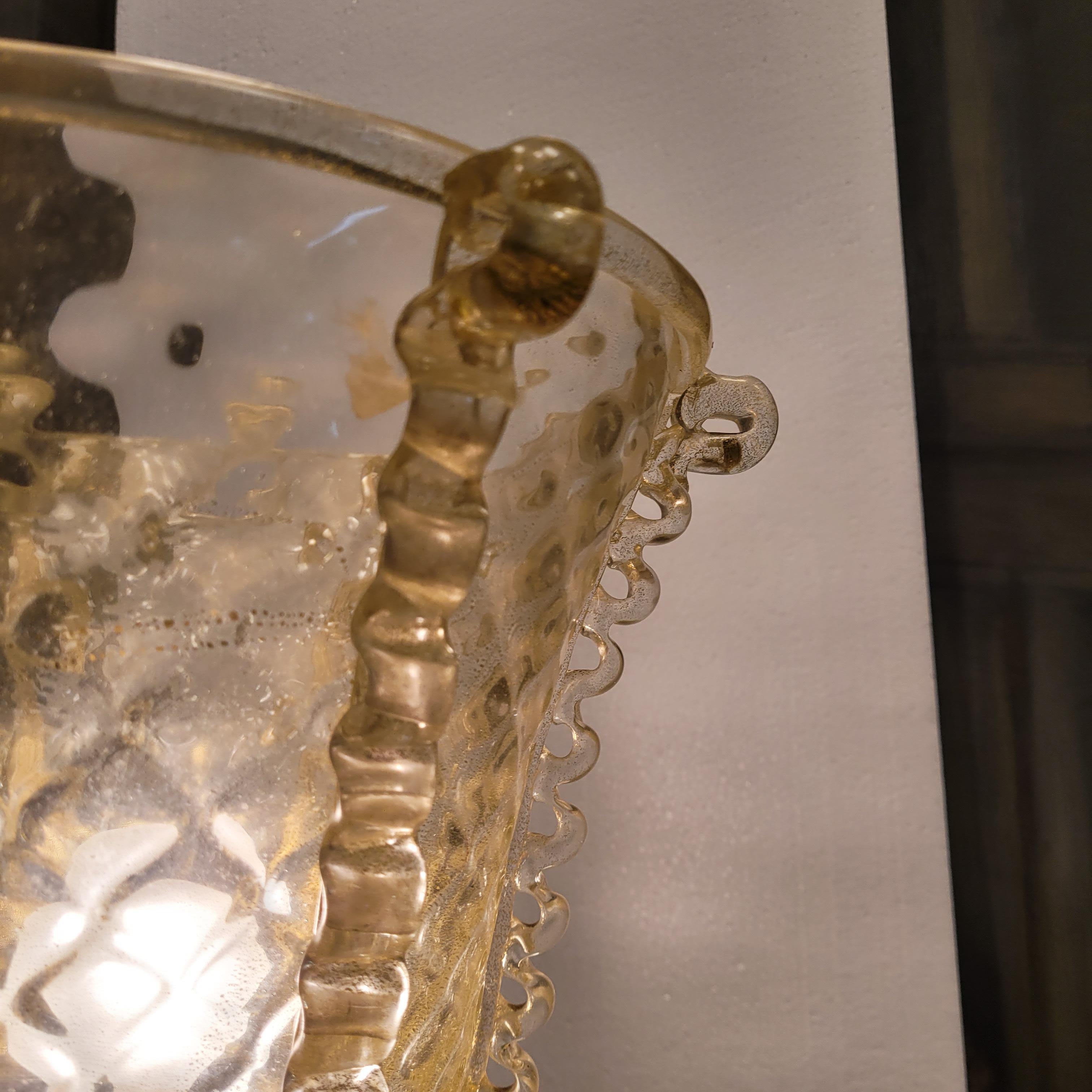 Lámpara de pie italiana de cristal de Murano, cristal dorado diseñada por Barovier & Toso en venta 7