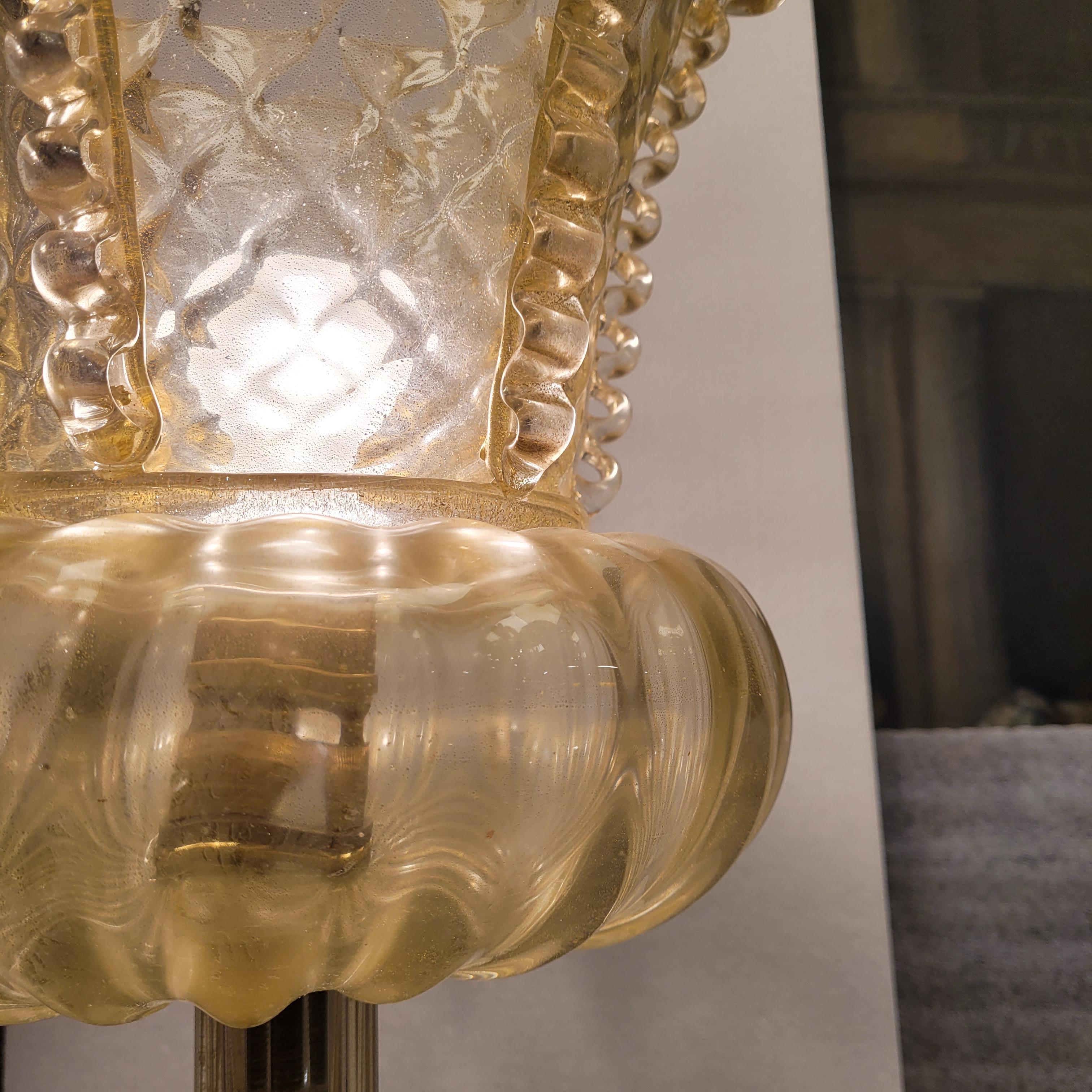 Lámpara de pie italiana de cristal de Murano, cristal dorado diseñada por Barovier & Toso en venta 8