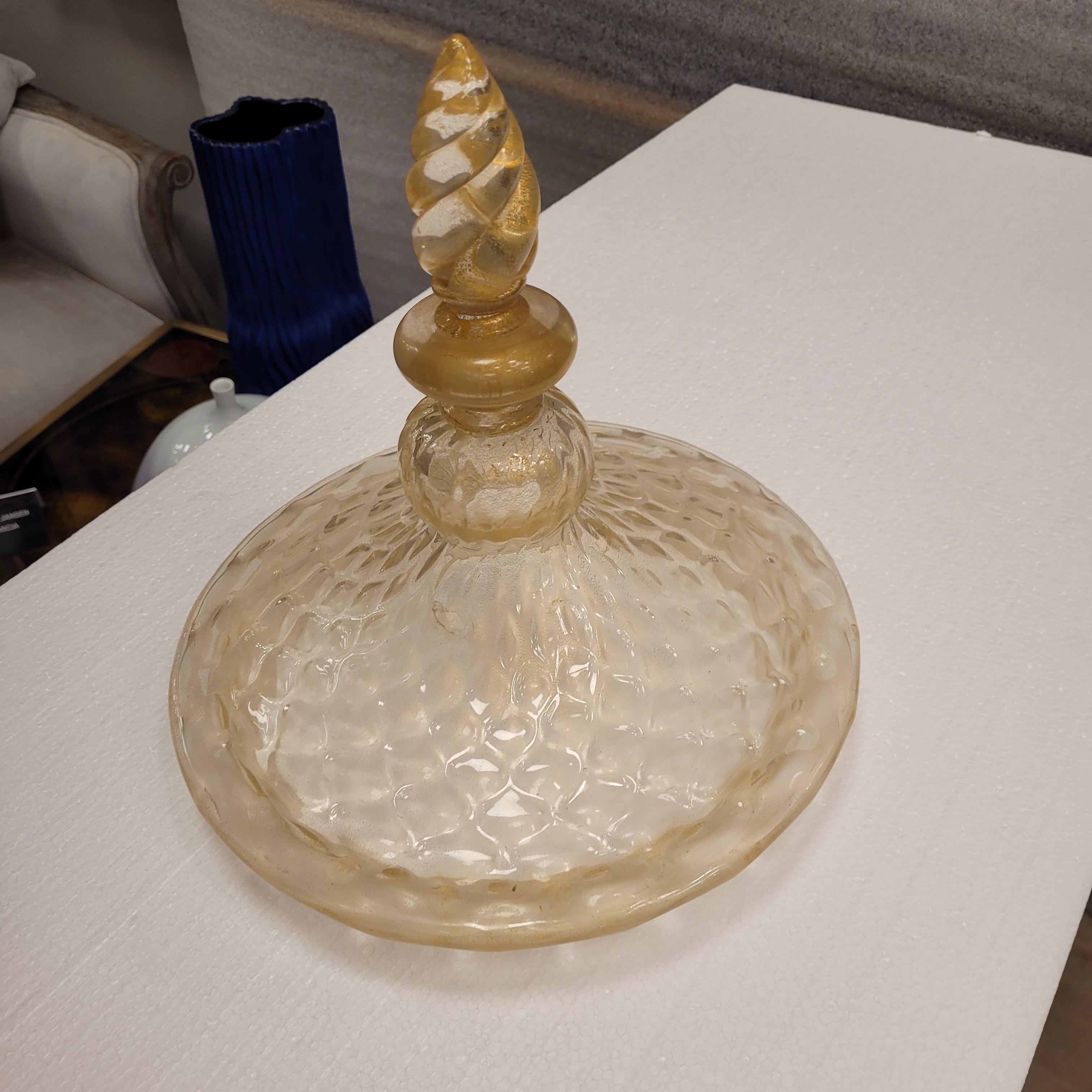 Lámpara de pie italiana de cristal de Murano, cristal dorado diseñada por Barovier & Toso en venta 10