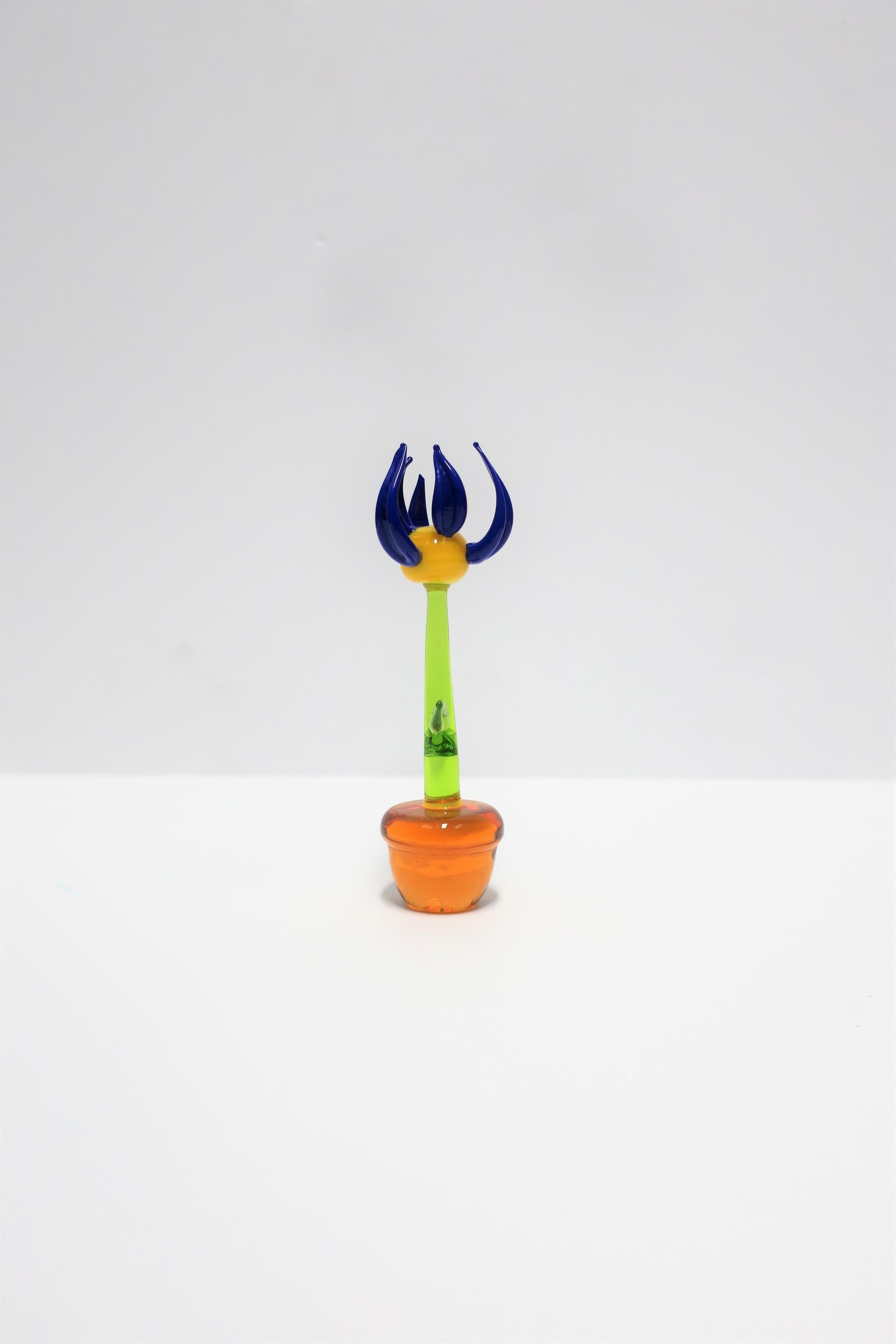 Italian Murano Art Glass Flower Sculpture 5