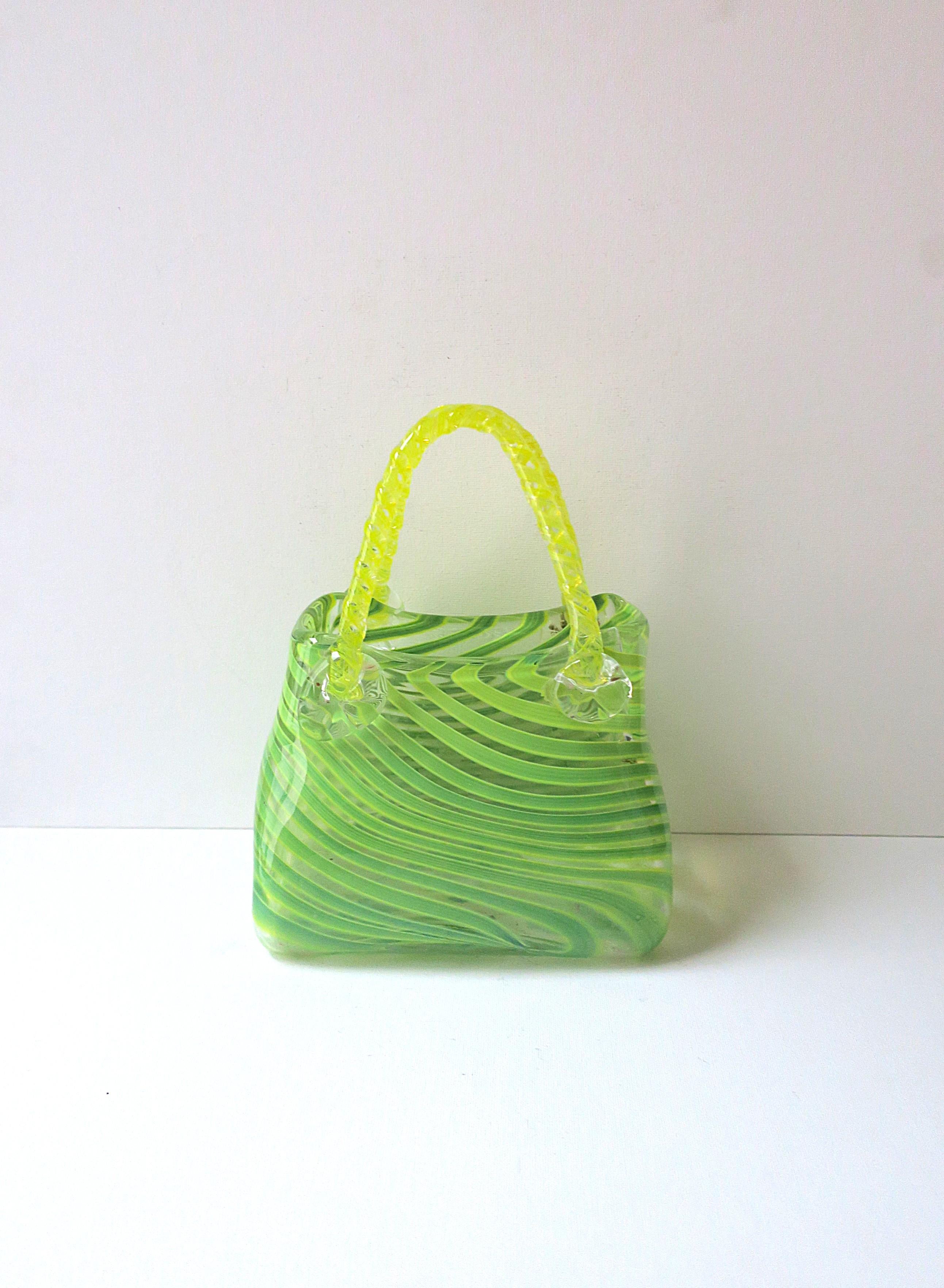 Murano Glass Italian Murano Art Glass Handbag Purse Vase For Sale