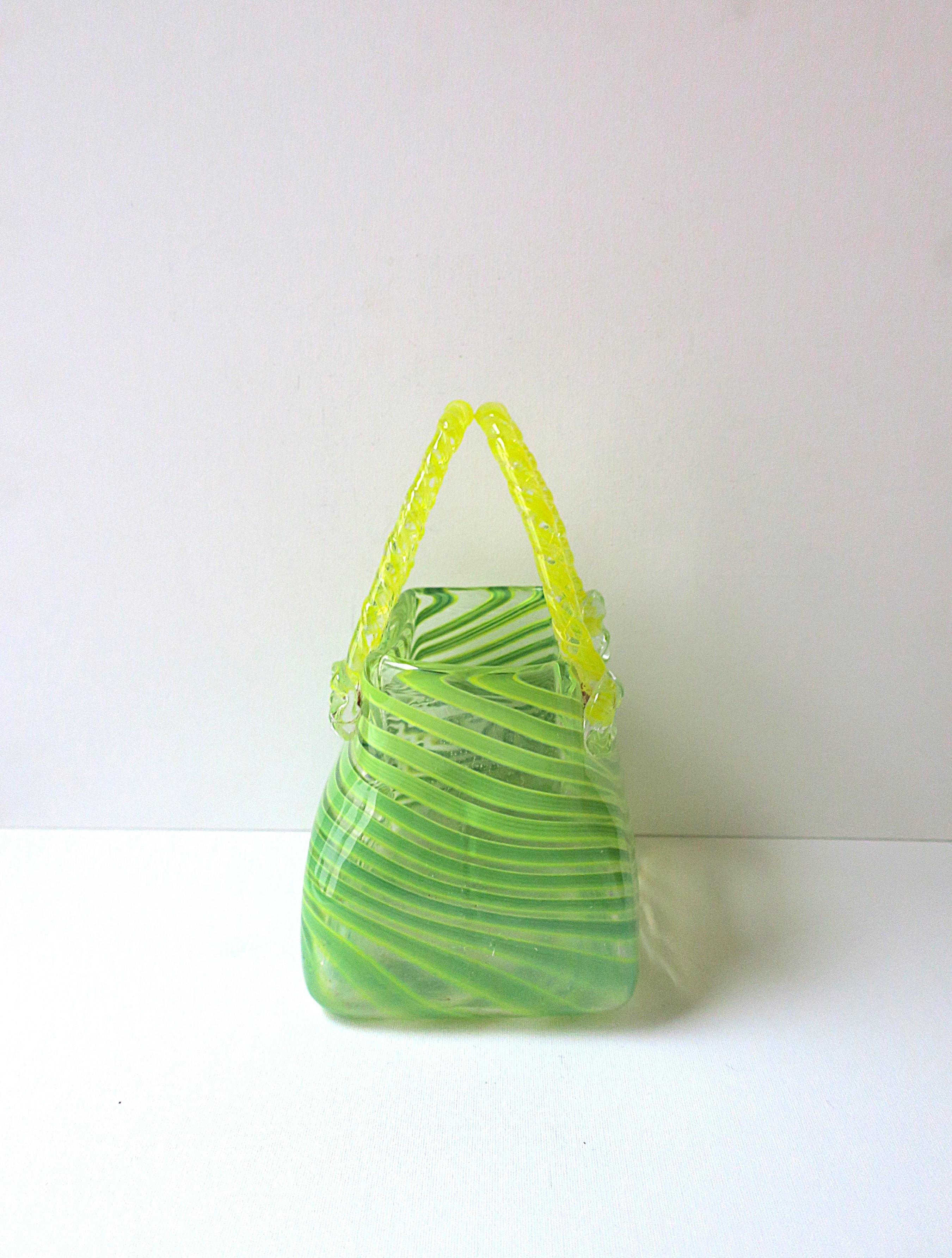 Italian Murano Art Glass Handbag Purse Vase For Sale 1