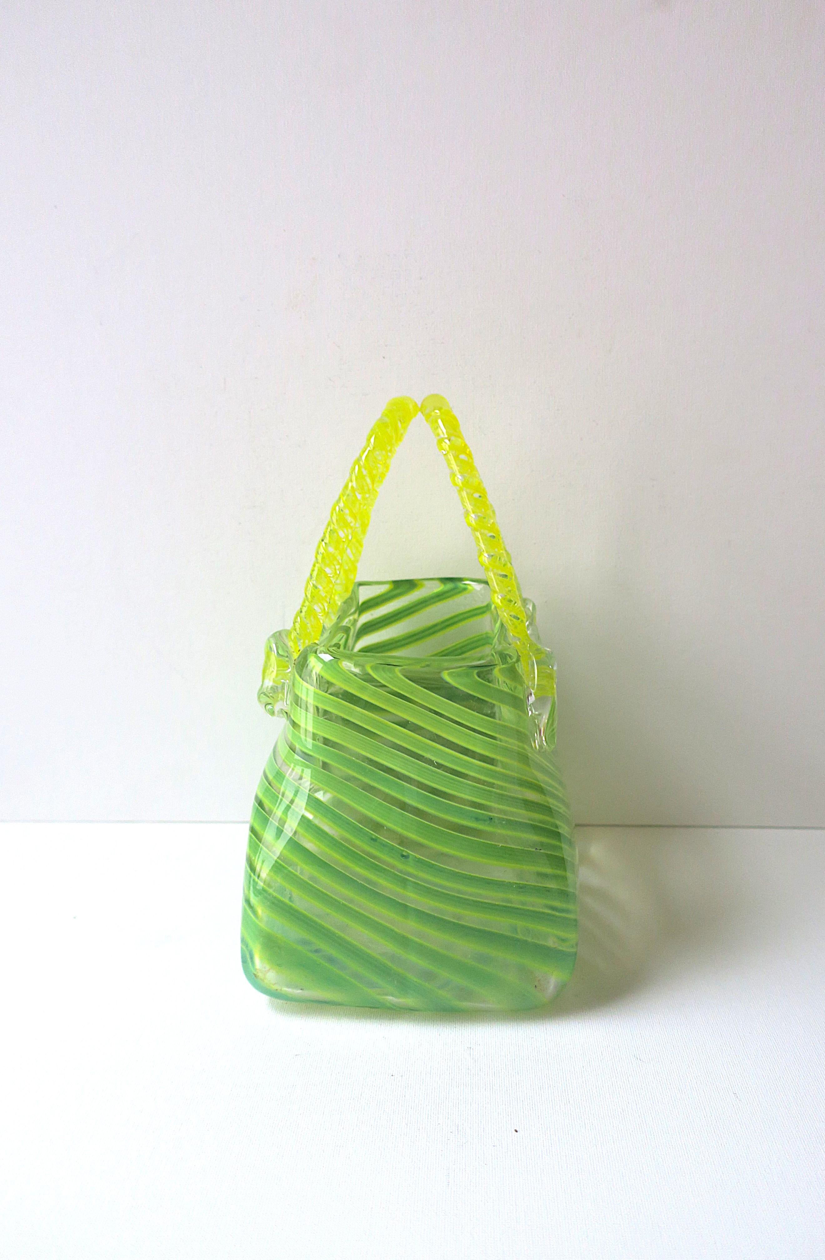 Italian Murano Art Glass Handbag Purse Vase For Sale 2