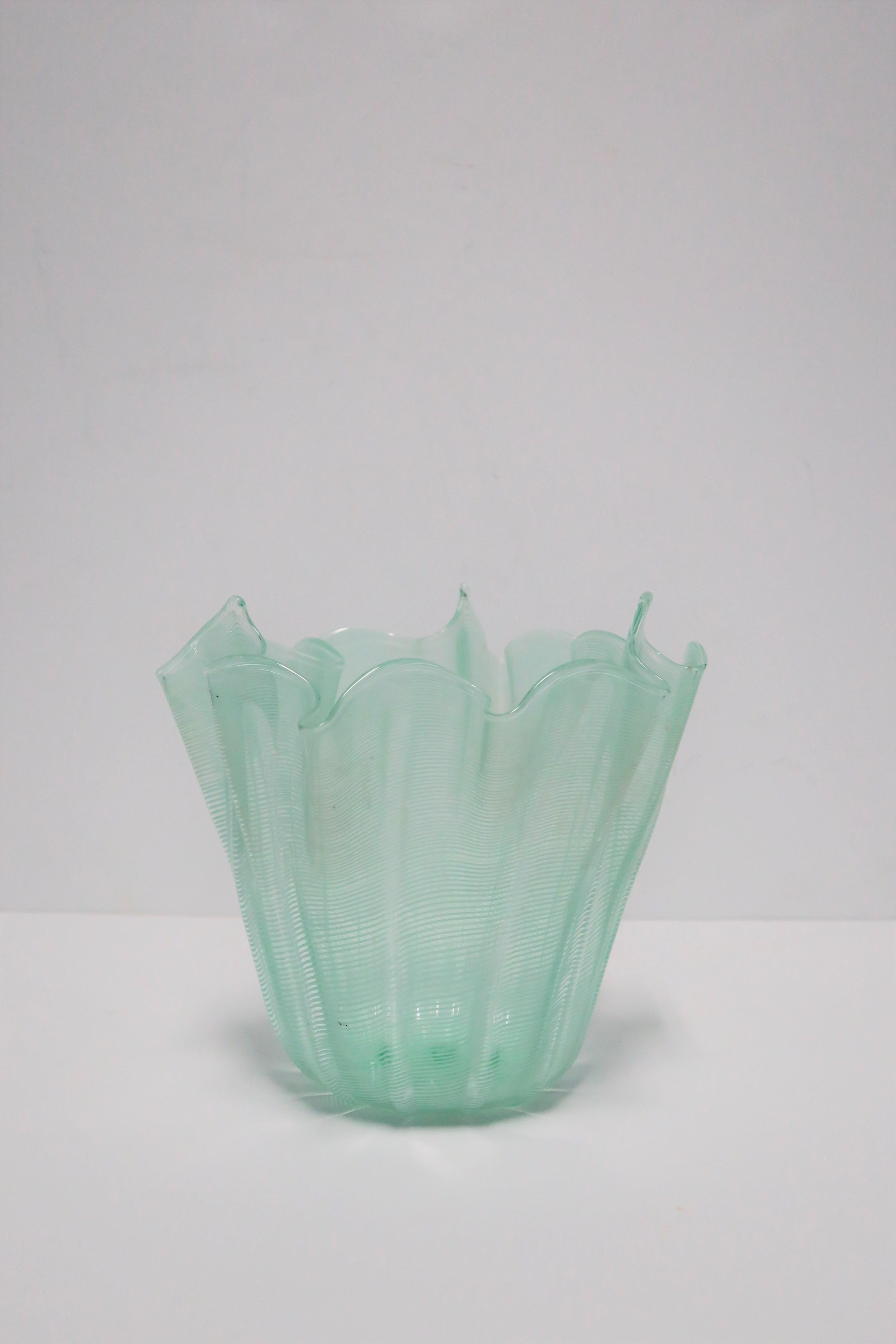 Modern Italian Murano Art Glass Handkerchief Vase Venini Style For Sale