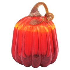 Italian Murano Art Glass Large Pumpkin Sculpture or Paperweight