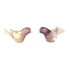 Italian Murano Art Glass Love Birds Barbini Seguso, Pair