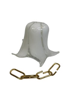 Italian Murano Art Glass Nouveau Calla Lily Bouquet Brass Chandelier, Vintage