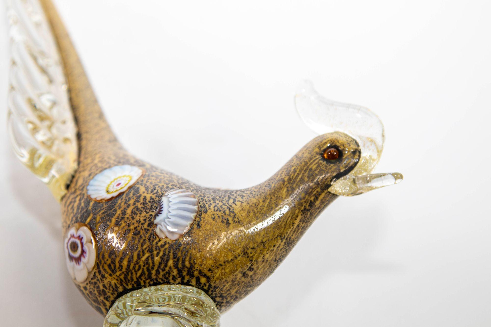 Italian Murano Art Glass Pheasant Bird Sculpture 1960s For Sale 3