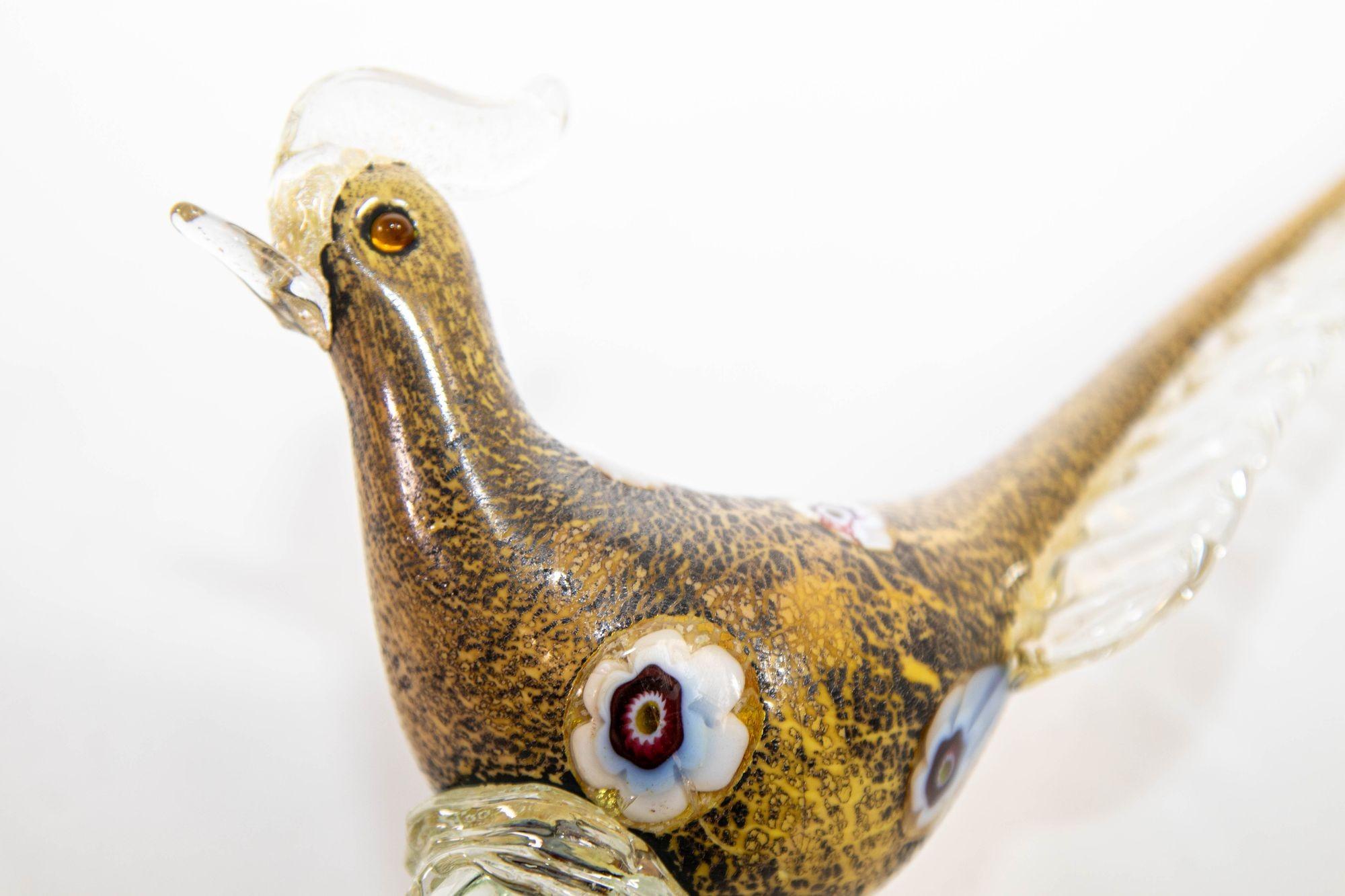 Italian Murano Art Glass Pheasant Bird Sculpture 1960s For Sale 4