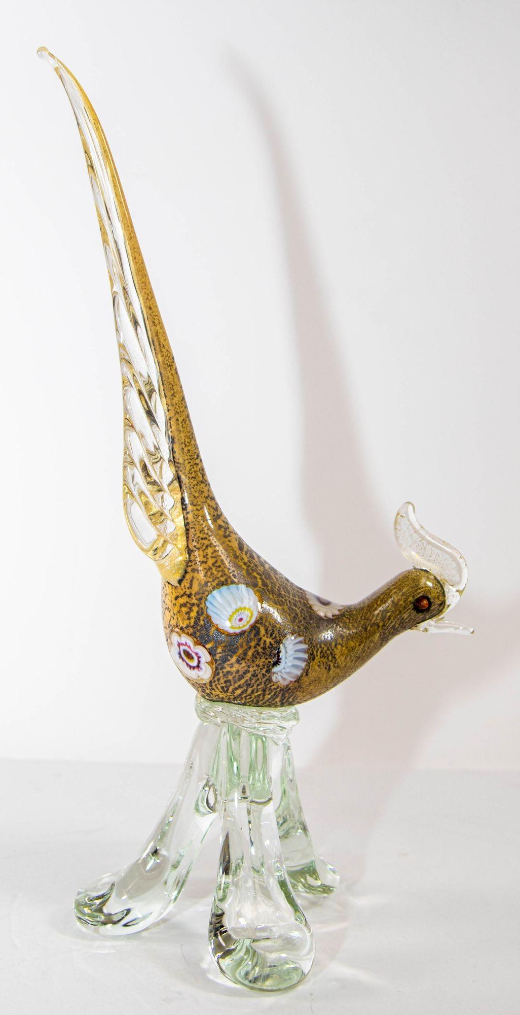 Italian Murano Art Glass Pheasant Bird Sculpture 1960s For Sale 6