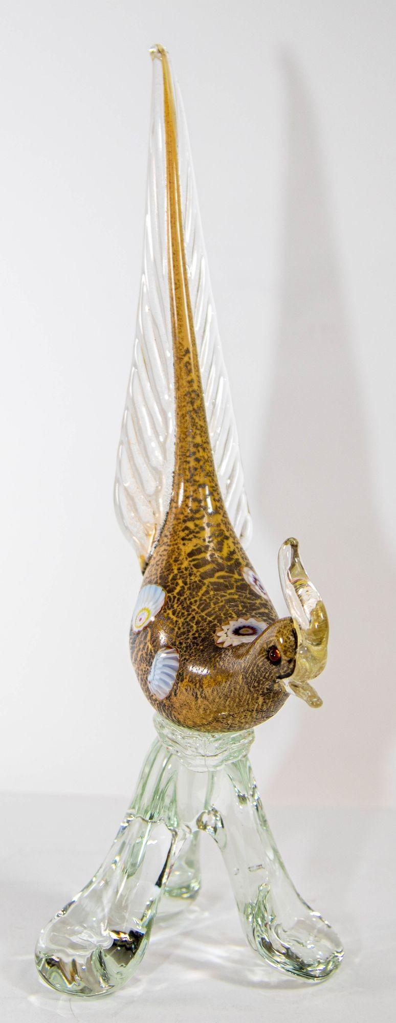 Mid-Century Modern Italian Murano Art Glass Pheasant Bird Sculpture 1960s For Sale