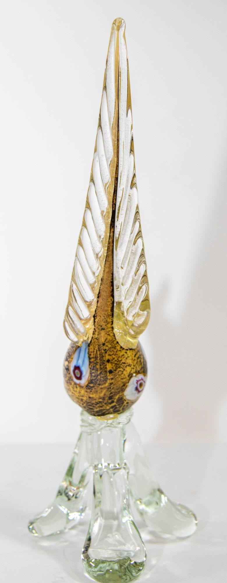 20th Century Italian Murano Art Glass Pheasant Bird Sculpture 1960s For Sale
