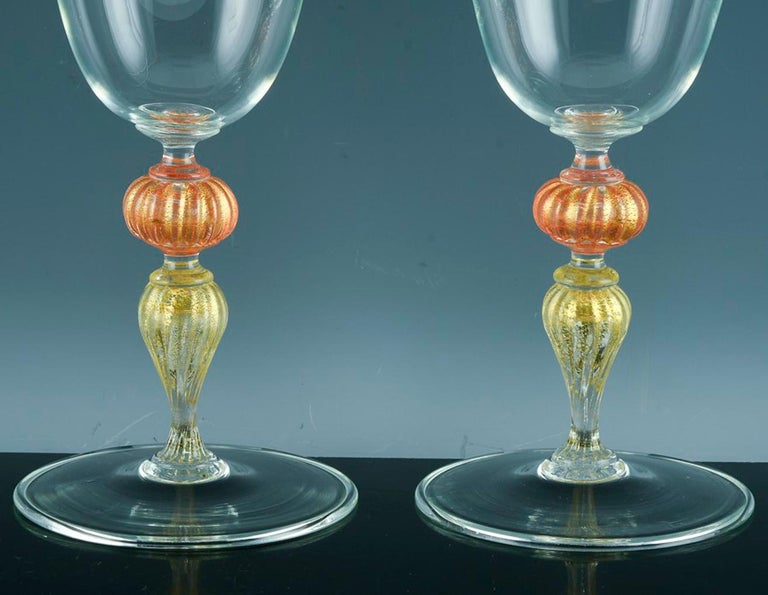 Italian Murano Art Glass Red Wine Glasses-Set of Ten For Sale at 1stDibs